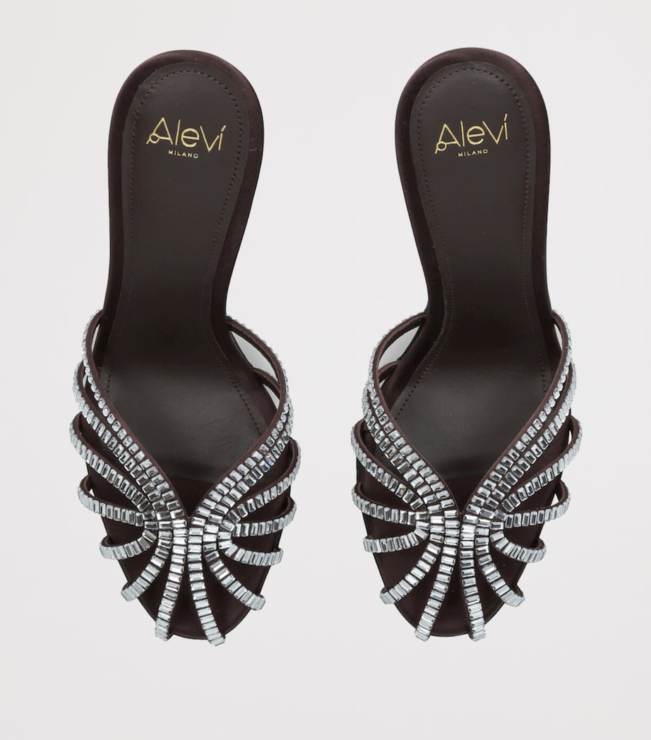 Alevì Satin Emily Xtal Heeled Sandals 95 Dark Brown Image 4