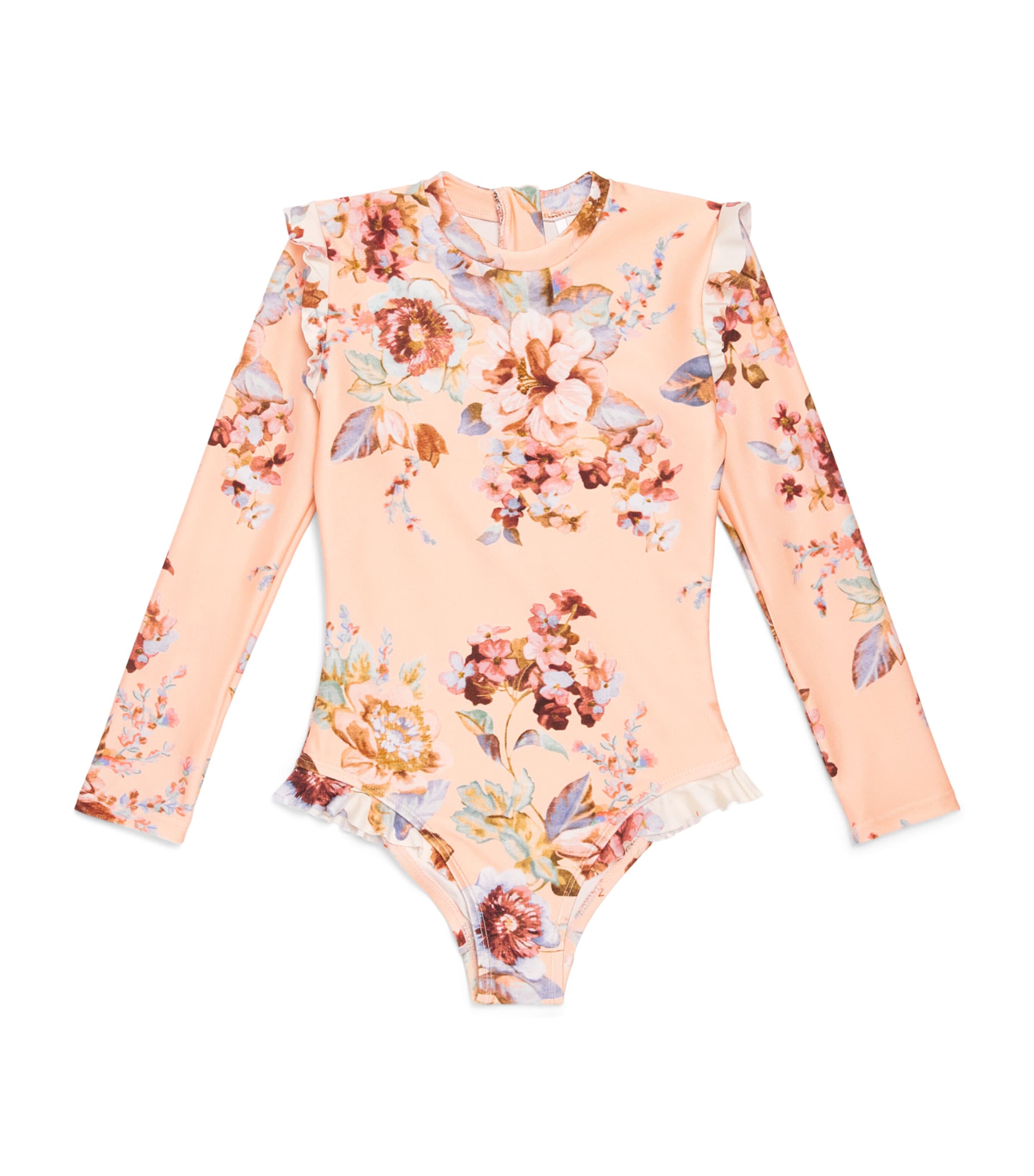 Zimmermann Kids Ruffled Printed Awaken Swimsuit (1-12 Years) Guava Floral Multi Image 1