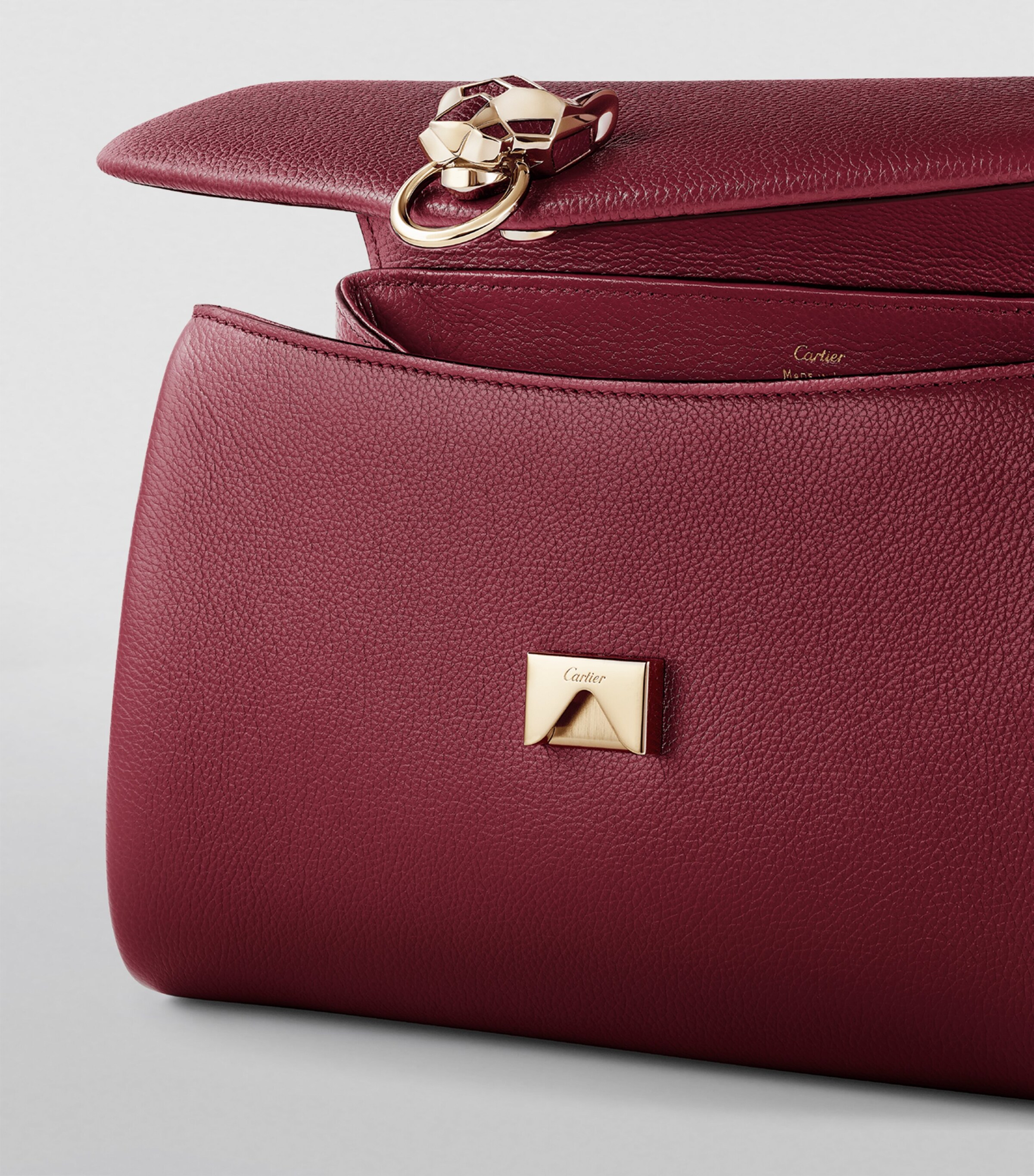 Small Leather Panthère de Cartier Shoulder Bag BURGUNDY Image 3