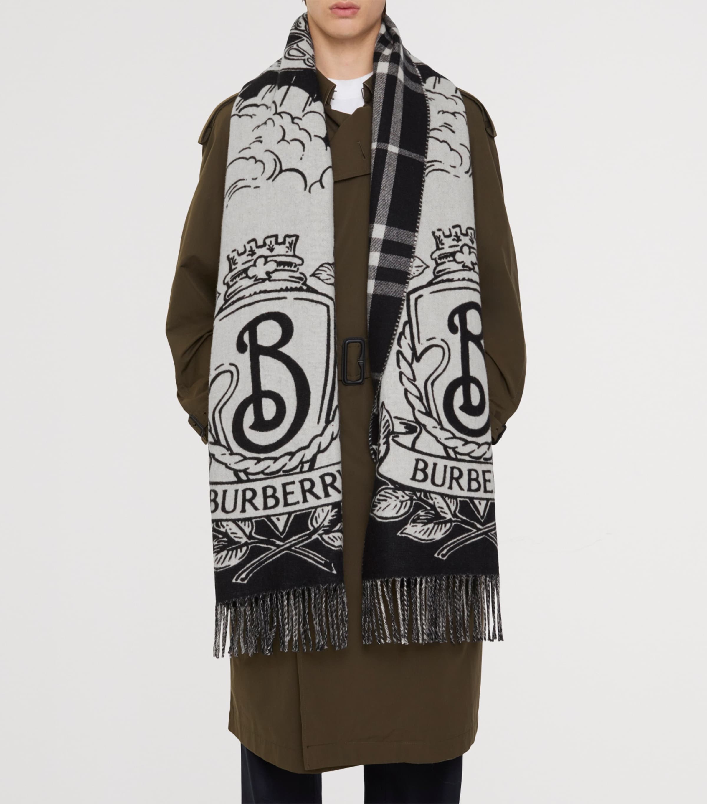 Cashmere Reversible Stormy Knight Scarf BLACK/CALICO Image 7