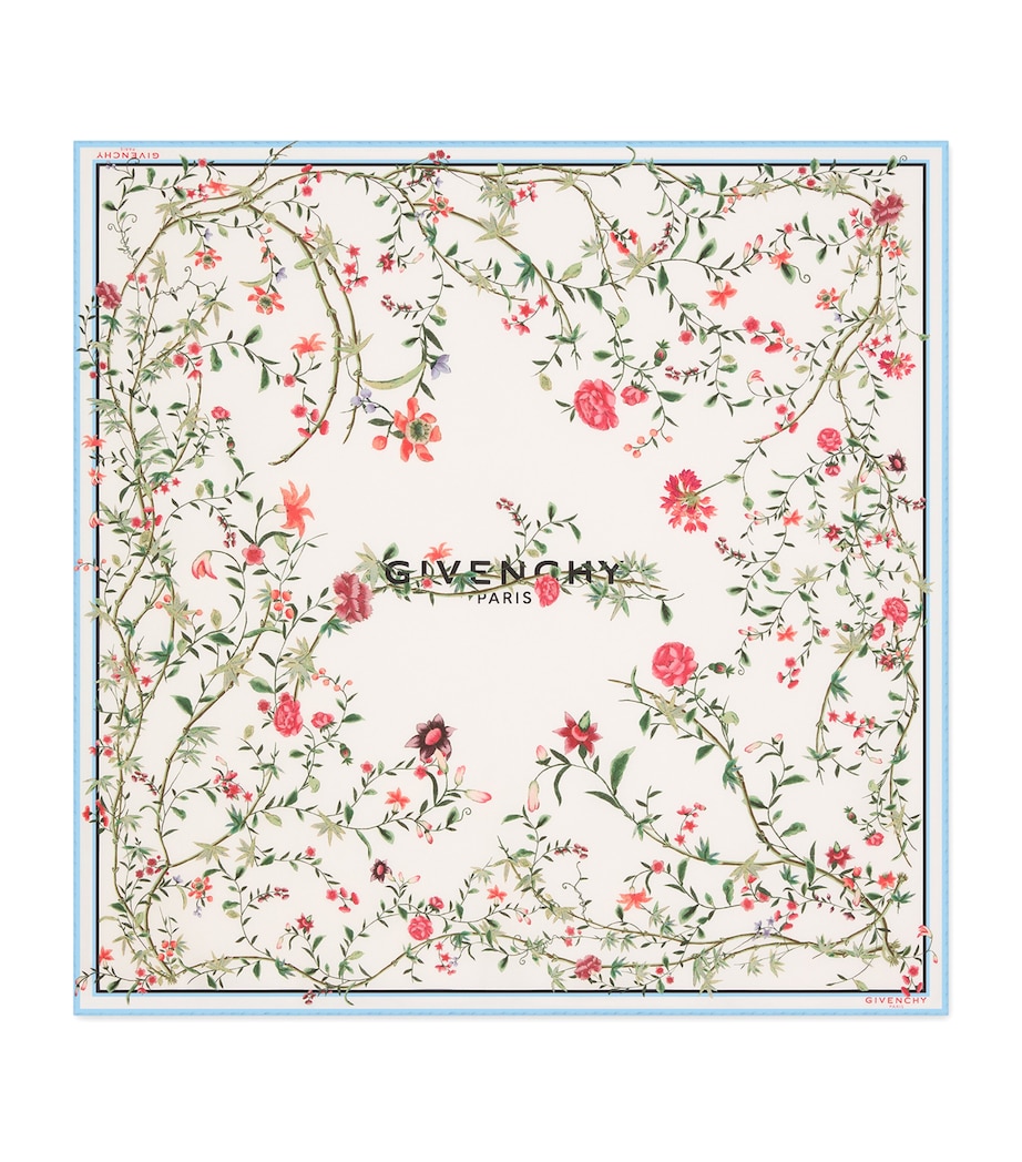 Silk Floral Square Shawl BABY BLUE/WHITE Image 1