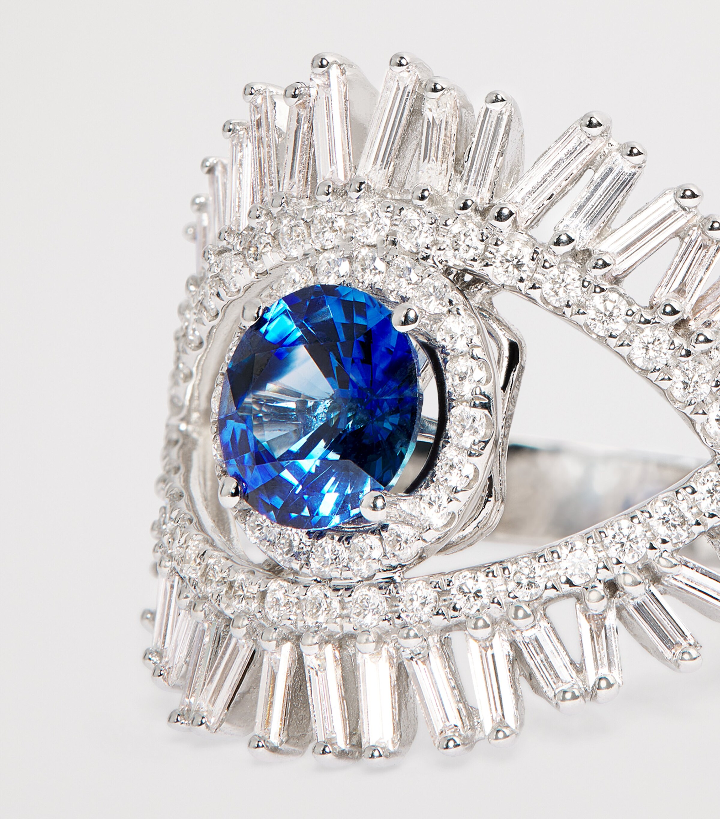 Suzanne Kalan White Gold, Diamond and Blue Sapphire Milli Evil Eye Ring (Size 6.5) Wg/db Image 6