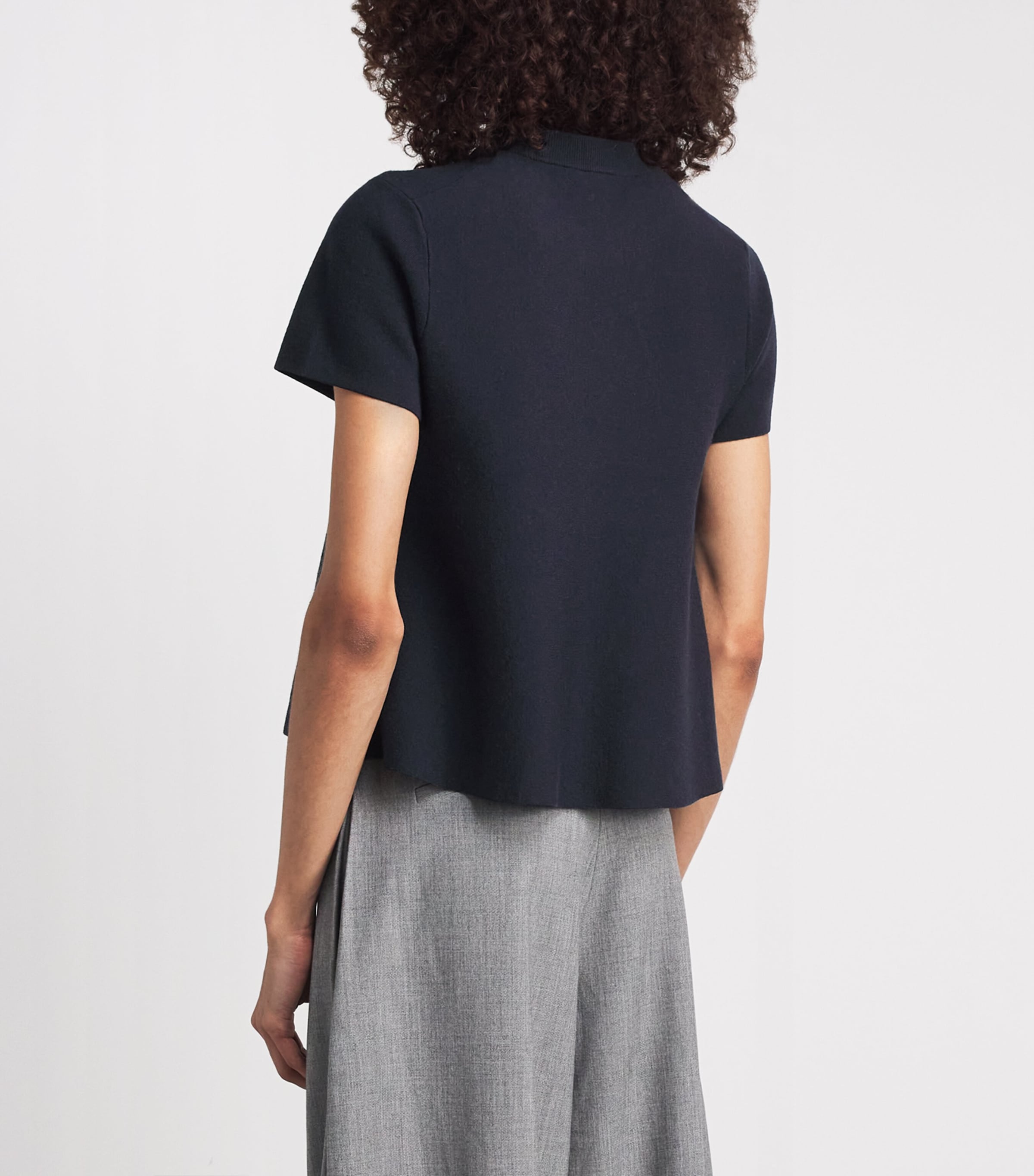 ME+EM Womens Wool-Blend Swing T-Shirt Navy Image 5