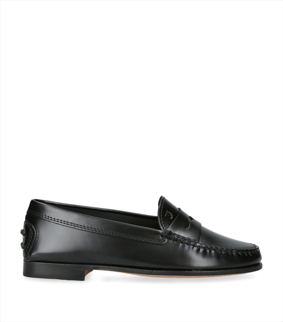 Leather Penny Loafers BLACK Image 1