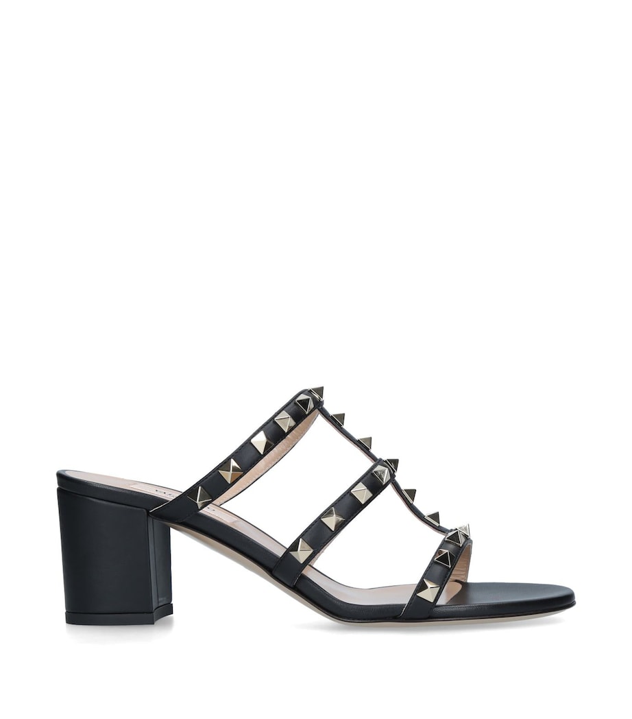 Valentino Garavani Valentino Garavani Leather Rockstud Mules 60 Black Image 3