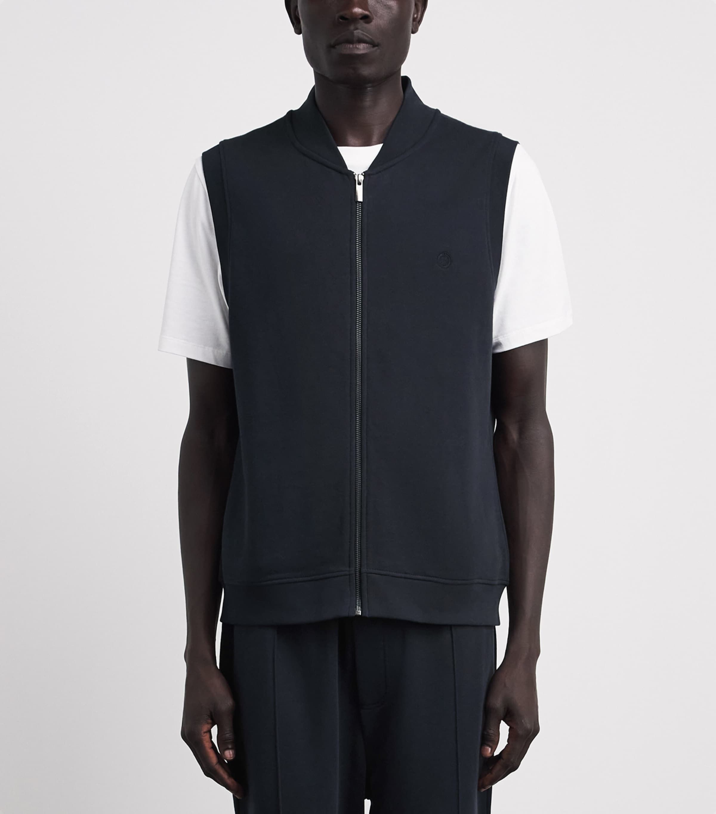 Harrods Mens Cotton Jersey Logo Gilet Navy Image 4