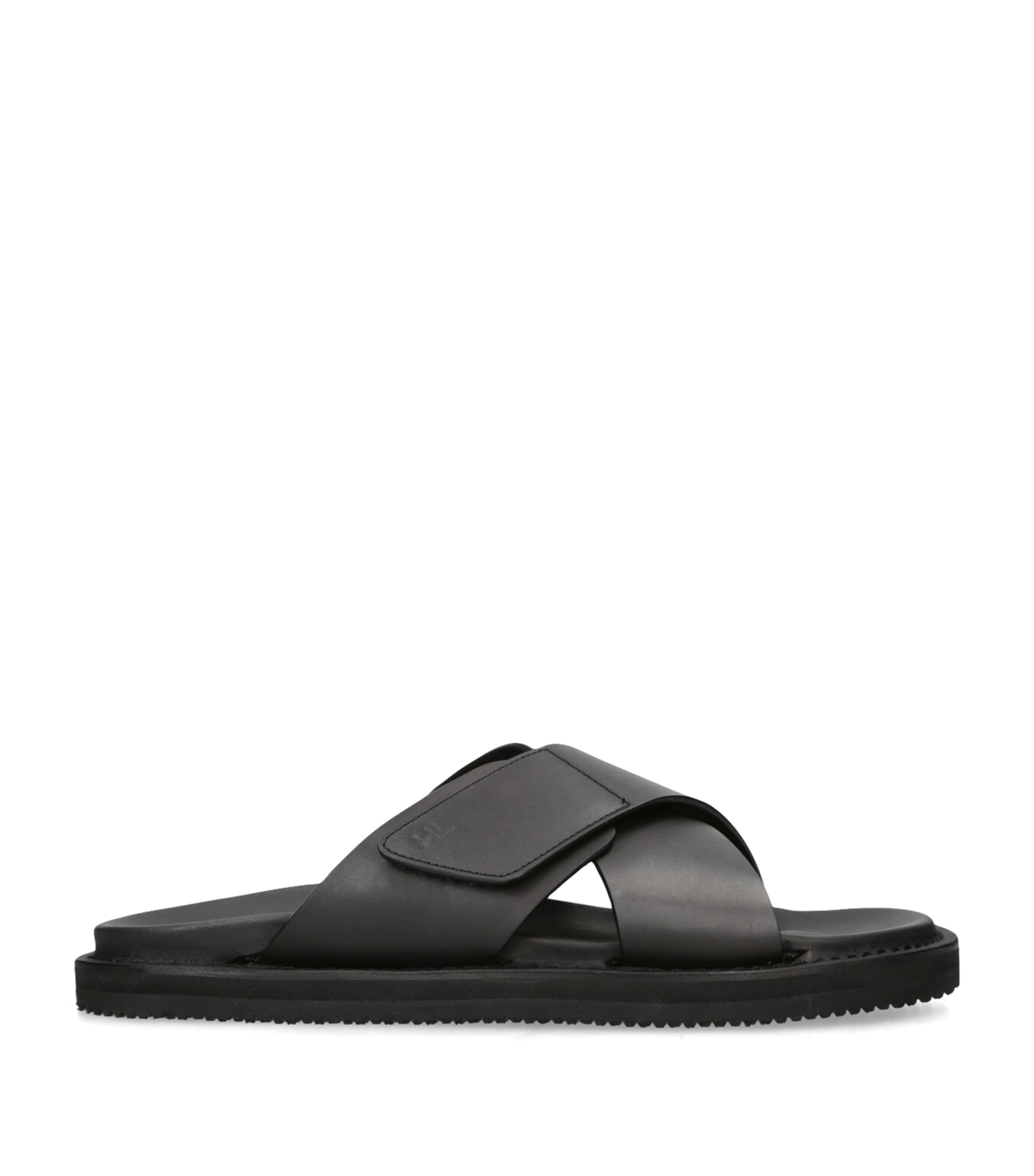 Harrys Of London Leather Promenade Cross Sandals In Black