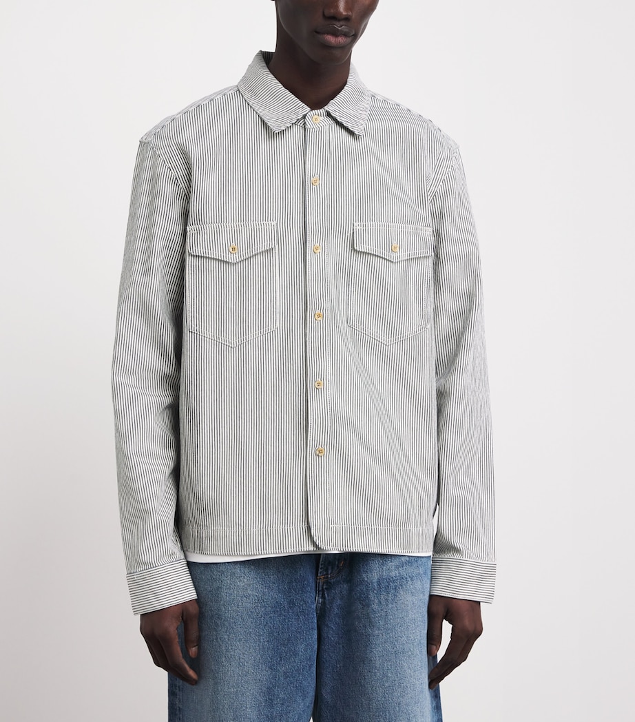 PAIGE Mens Stripe Rinzi Denim Shirt Ecru/indigo Stripe Image 4