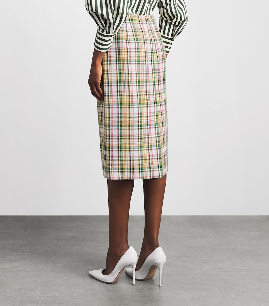Carolina Herrera Womens Check Midi Skirt Ivory Multi Image 5