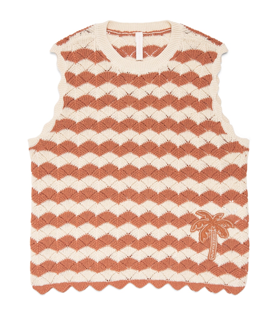 Zimmermann Kids Cotton-Blend Indra Sweater Vest (2-12 Years) Tan/ecru Image 1