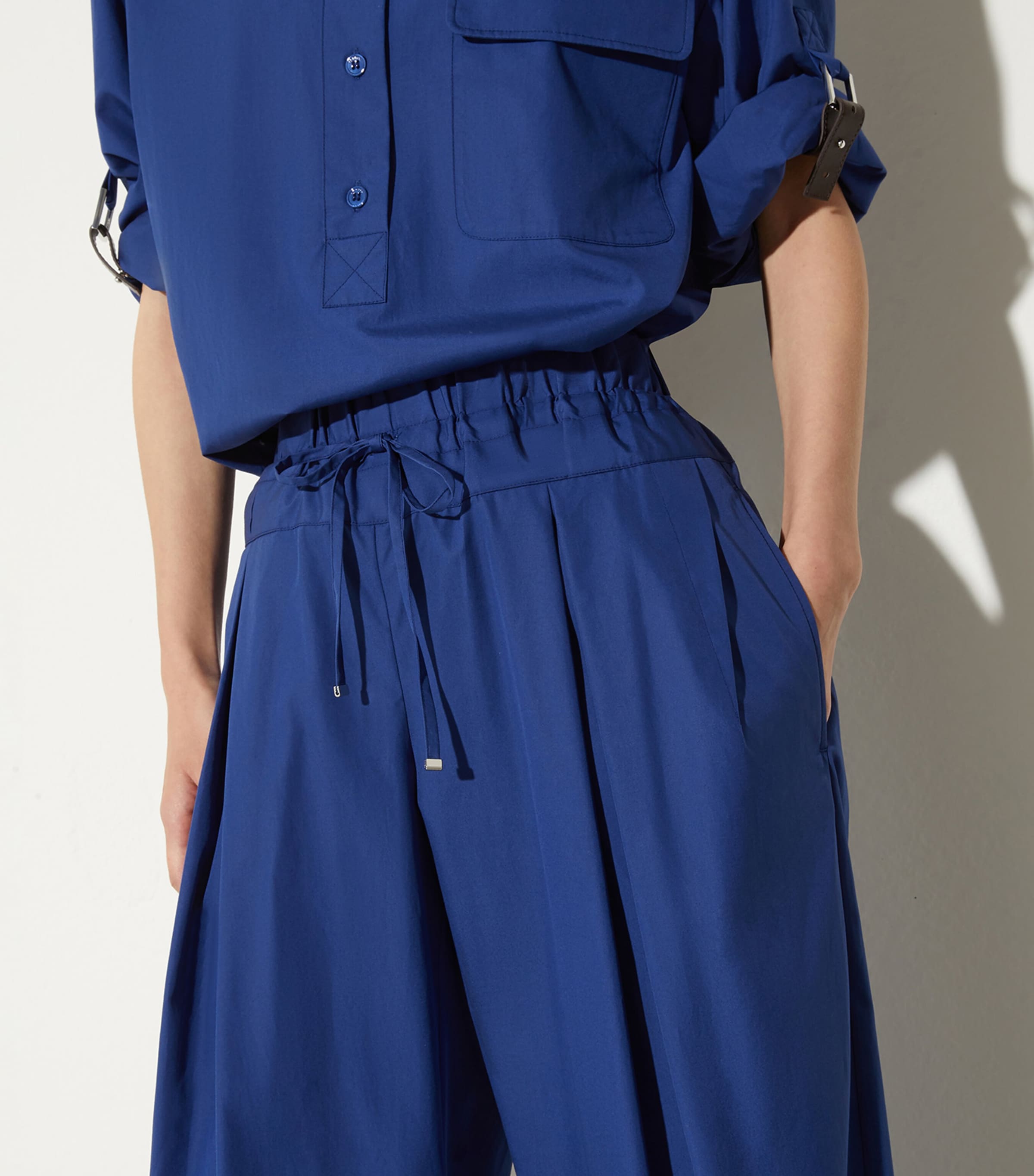 Cotton Drawstring Trousers NAVY Image 5