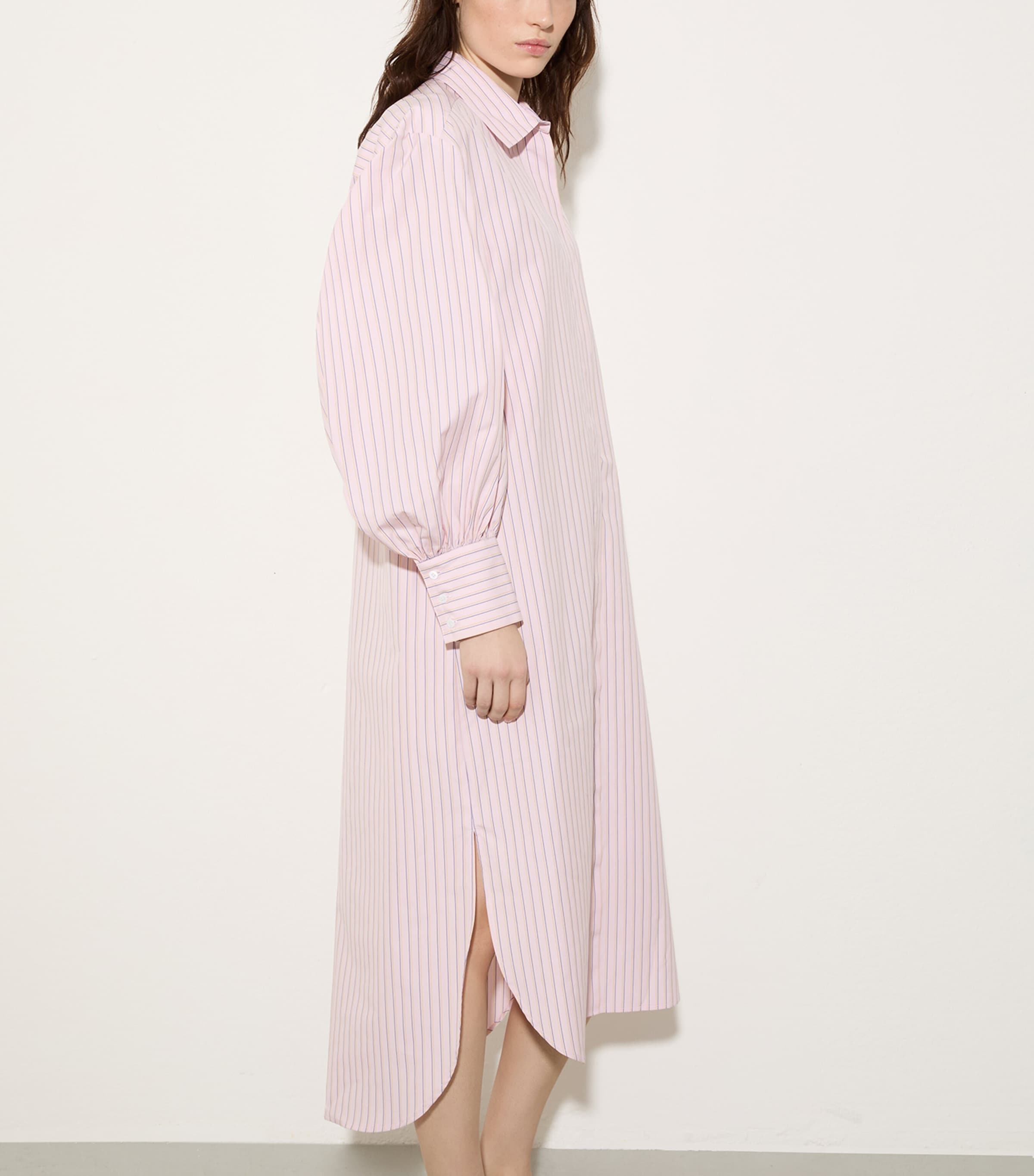 MAX&Co. Womens Cotton Pinstripe Shirt Dress Powder Image 4