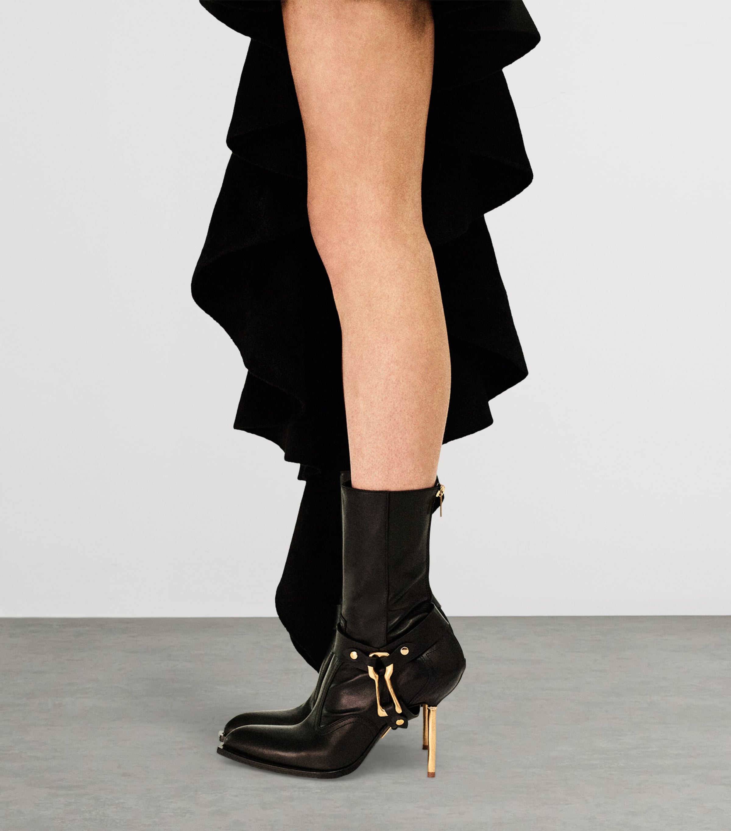 Leather Keyhole Ankle Boots 95 999 BLACK Image 3