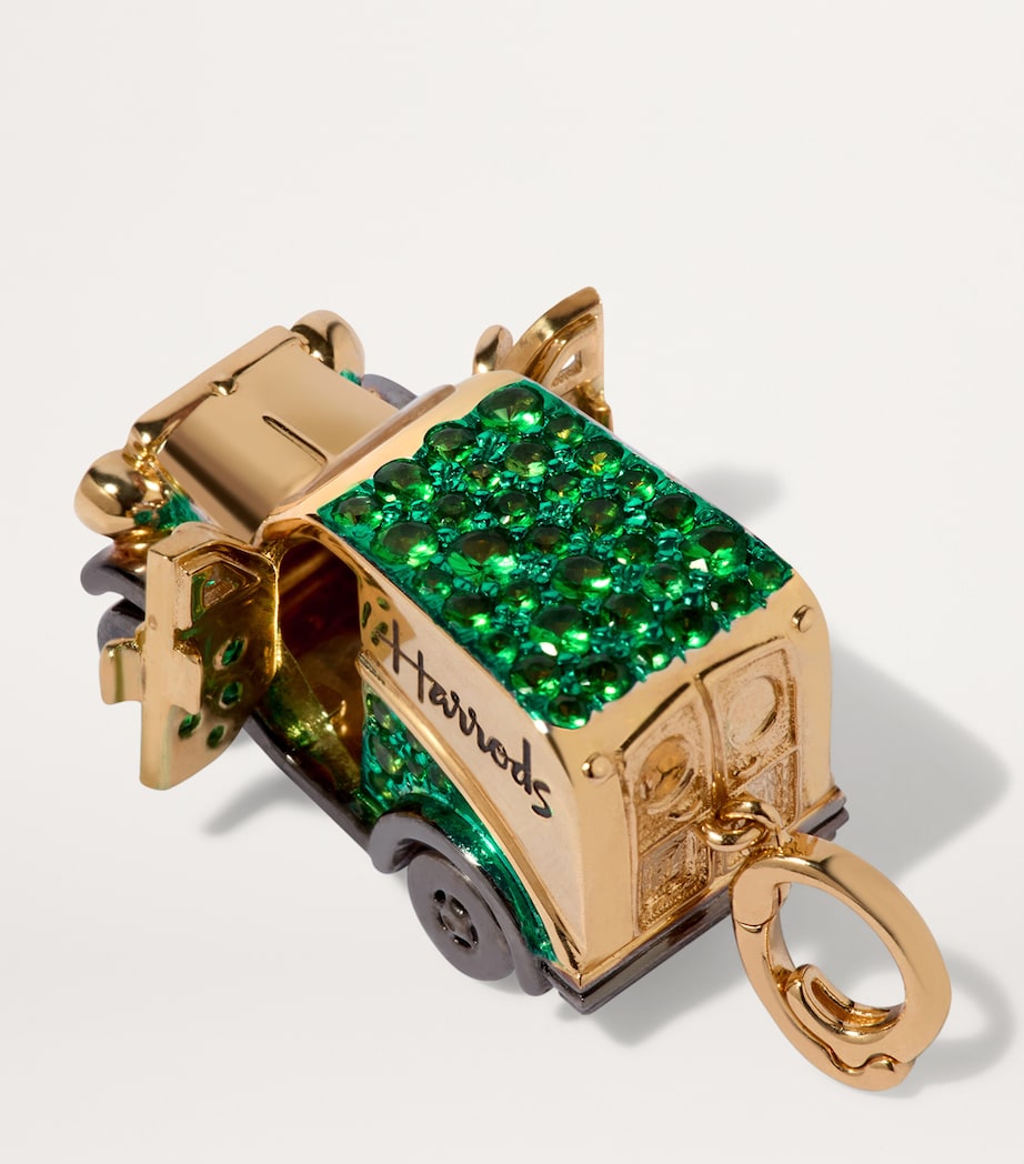 Yellow Gold, Tsavorite and Diamond Harrods Delivery Van Charm Pendant YELLOW GOLD Image 2