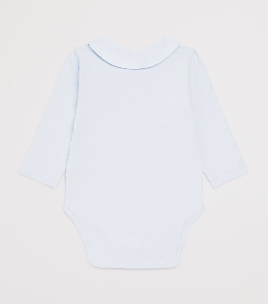 Tartine et Chocolat Stretch-Cotton Embroidered Bodysuit (0-24 Months) Bleu Ciel Image 2