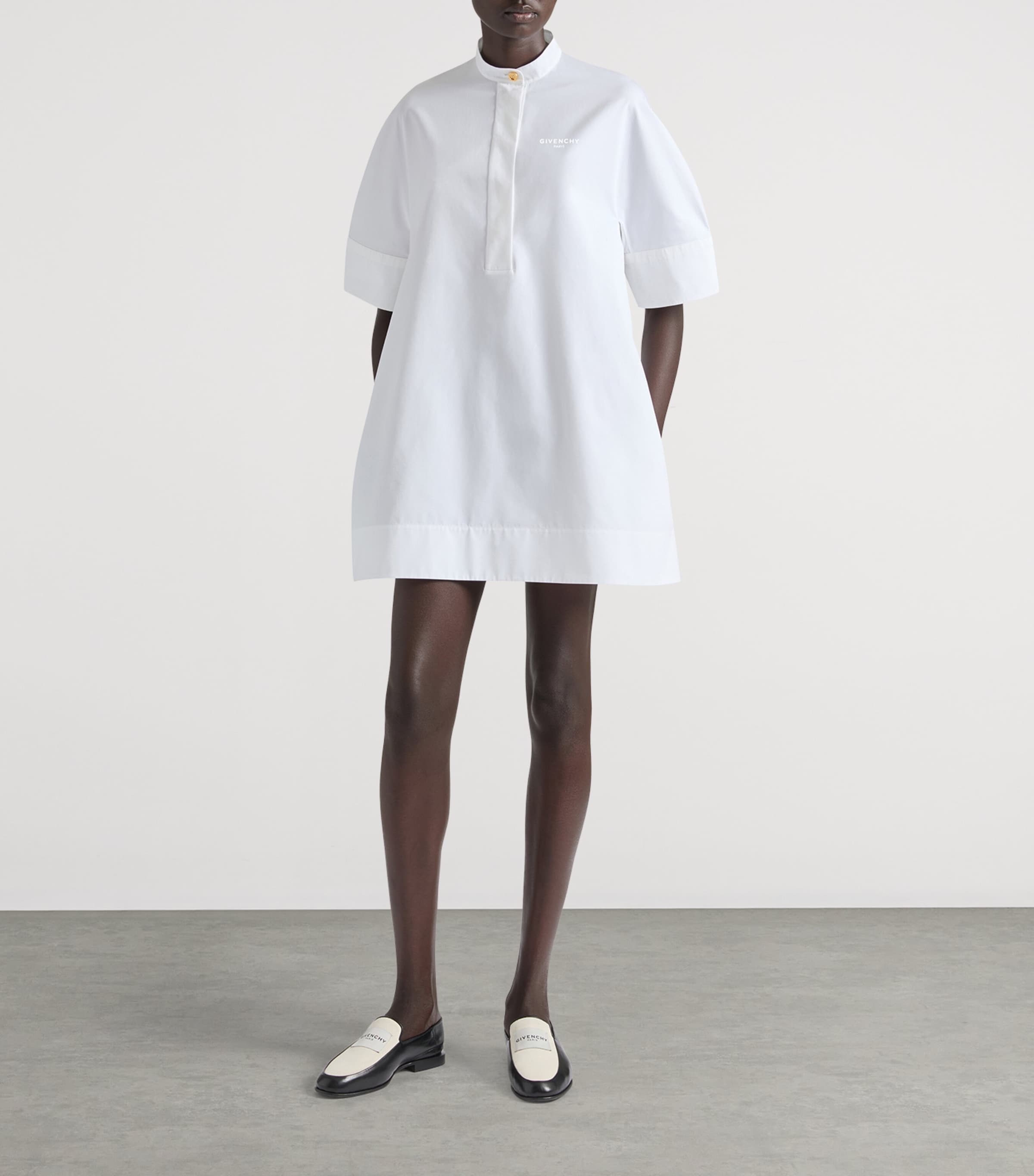 Givenchy Womens Stand-Collar Mini Shirt Dress White Image 2