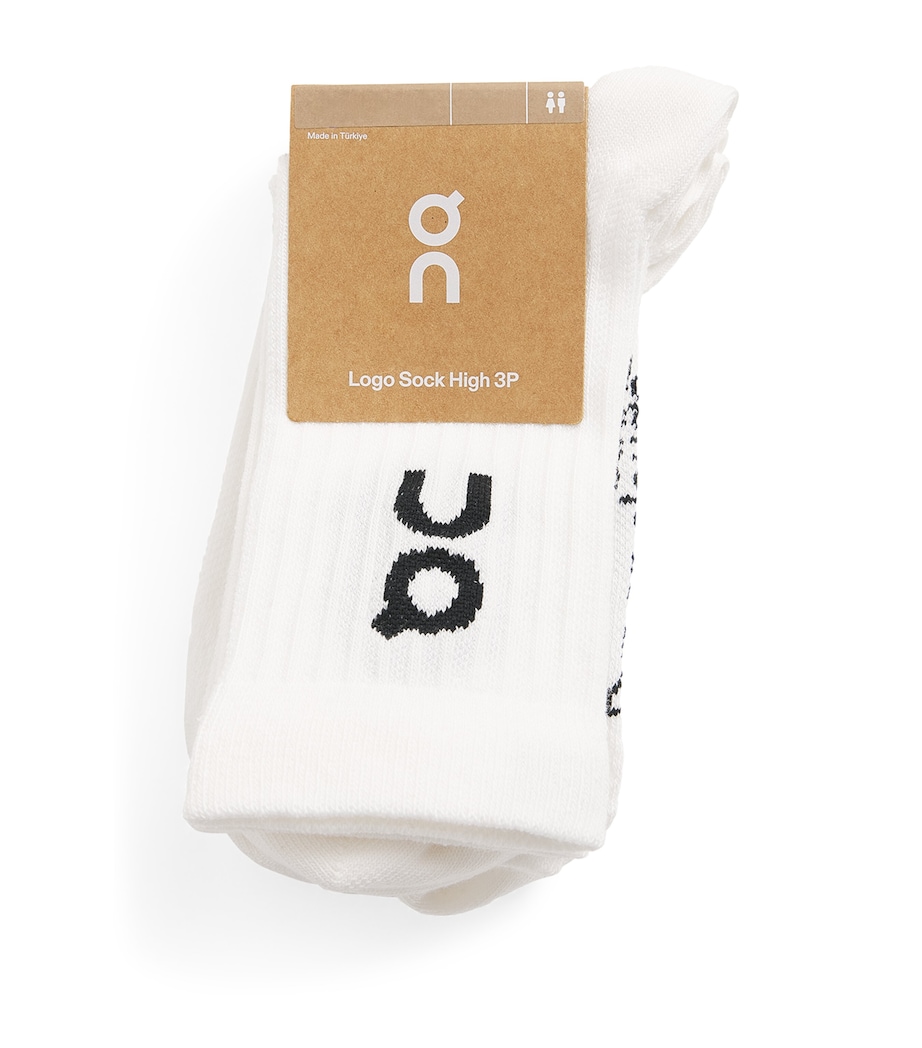 On Womens Logo High Socks (Pack of 3) White Image 1