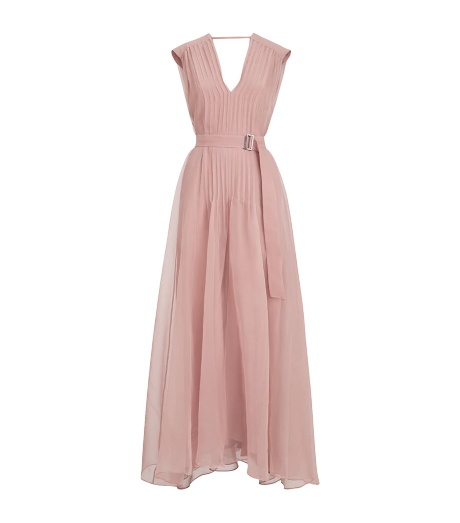 Brunello Cucinelli Womens Silk Belted Maxi Dress Image 1