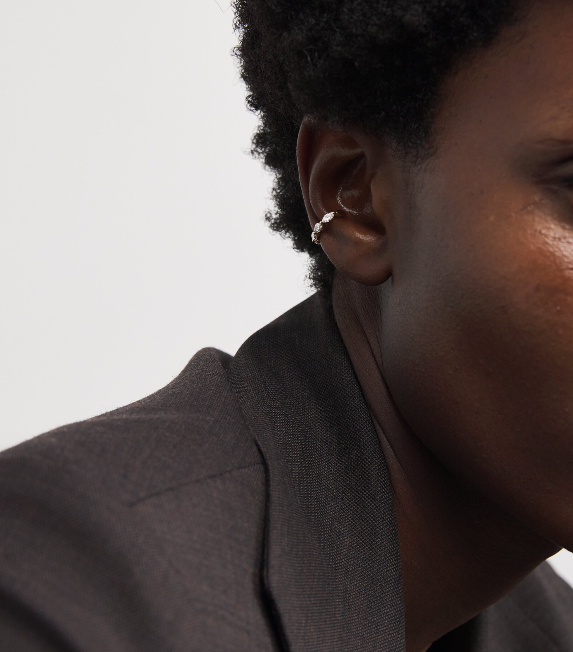 Yellow Gold and Diamond Marquise Single Ear Cuff YELLOW GOLD Image 2