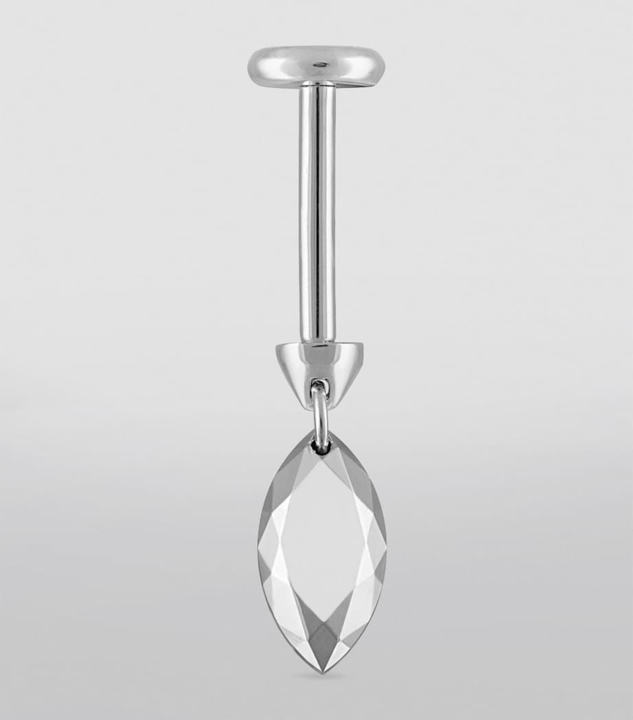 Faceted Marquise Threaded Charm Single Earring (6.5mm) WHITE GOLD Image 3