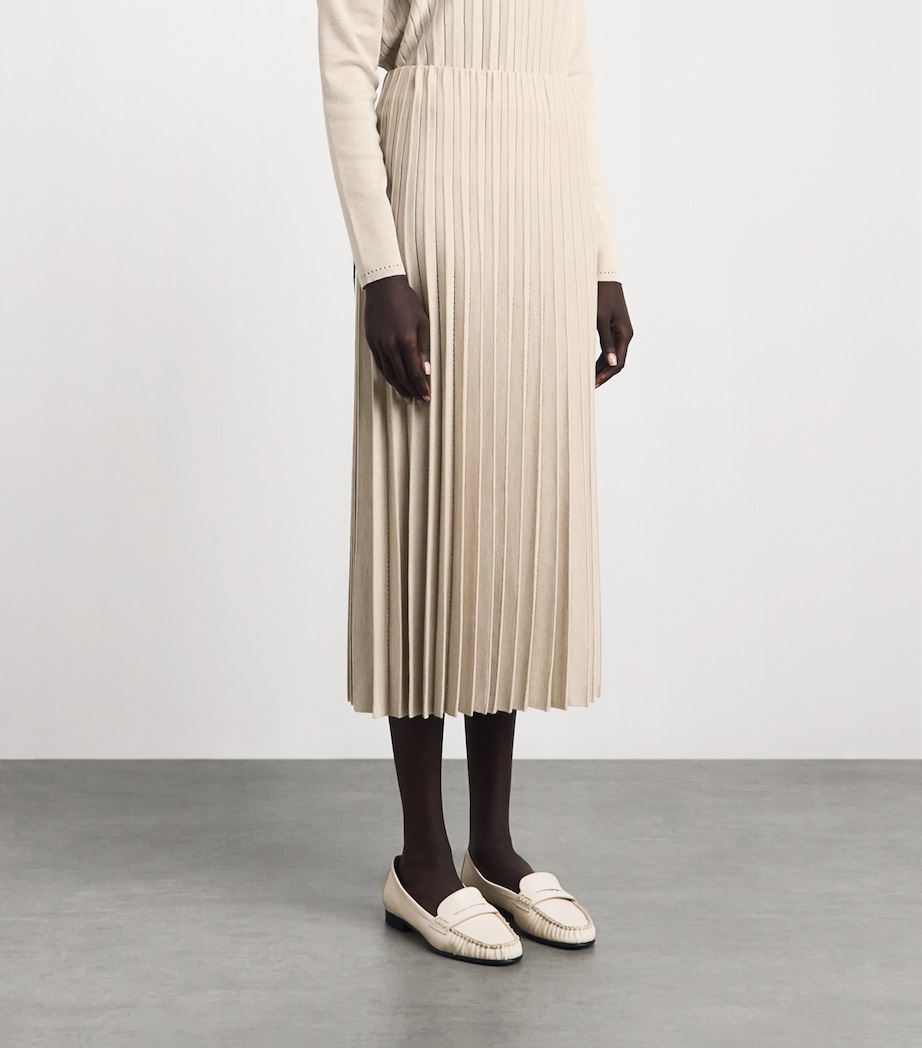 Agnona Womens Plissé Midi Skirt Beige Greige Image 4