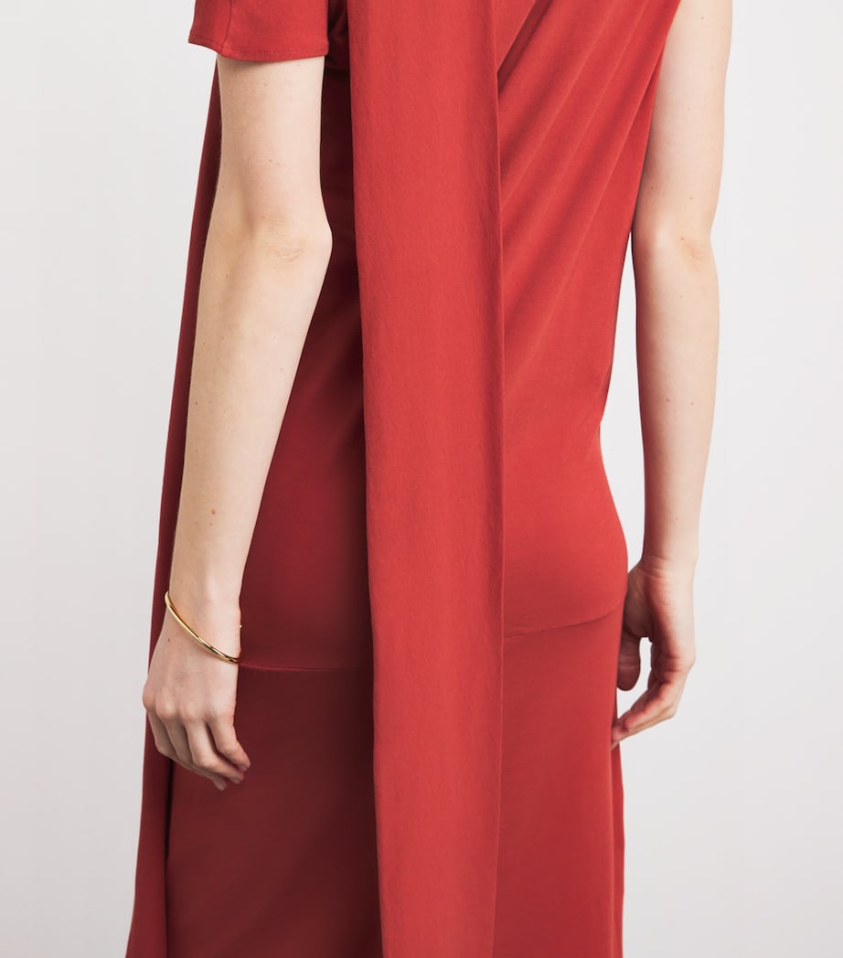 Cotton Scarf-Detail Maxi Dress LACQUER RED Image 6