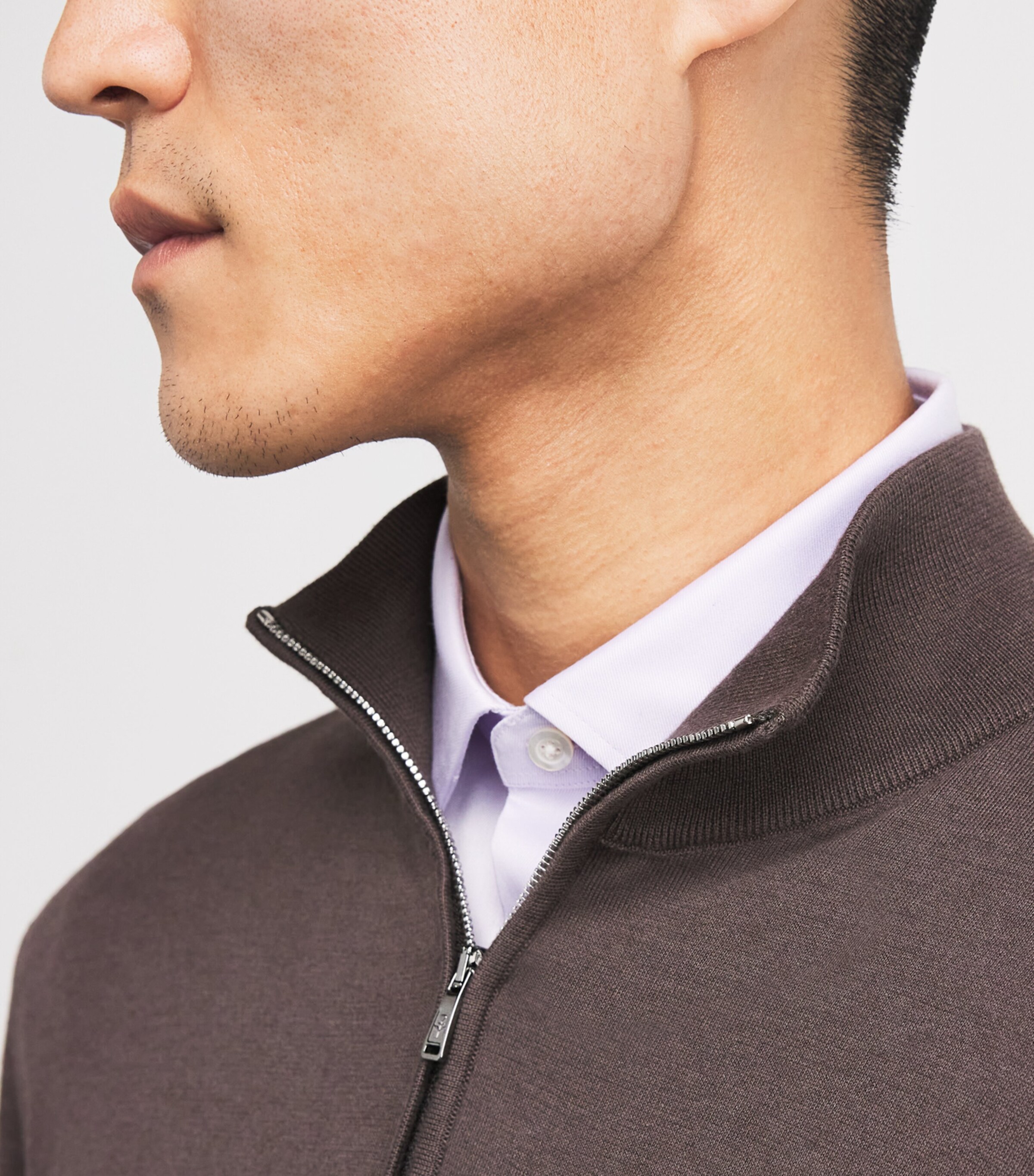 Fioroni Cashmere Mens Sea Island Cotton-Cashmere Quarter-Zip Sweater Image 3