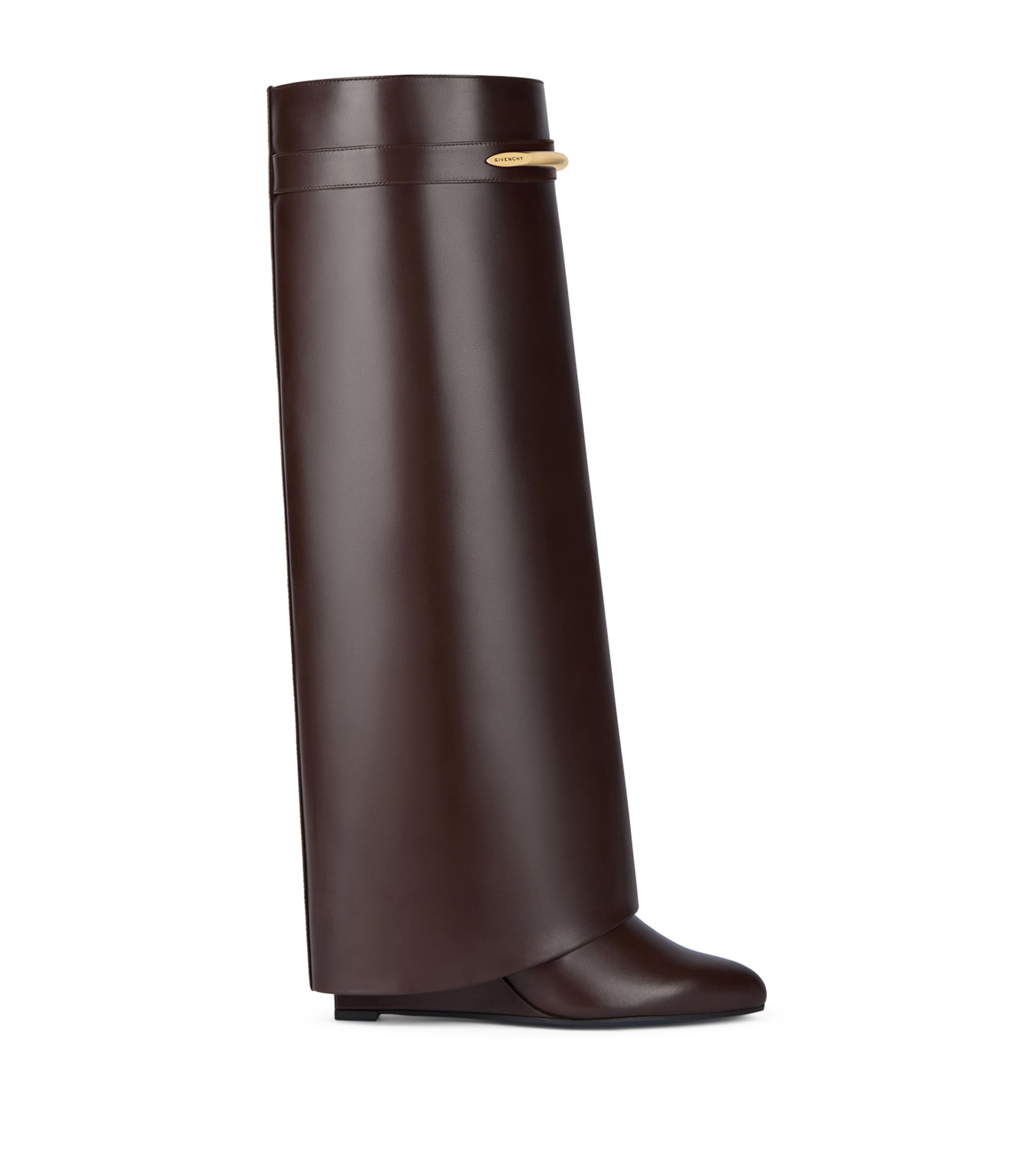 Leather Shark Knee-High Boots 95 EBONY BROWN Image 1