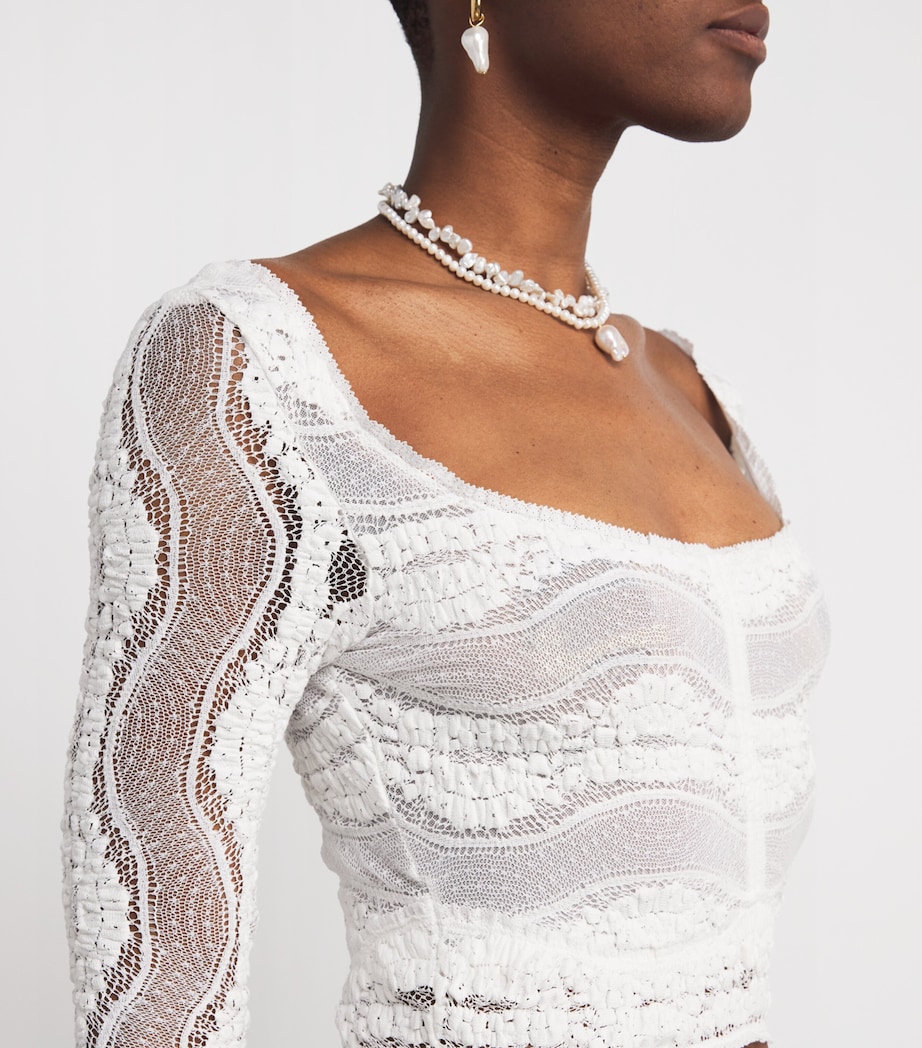 Knitted Briny Crop Top WHITE Image 5