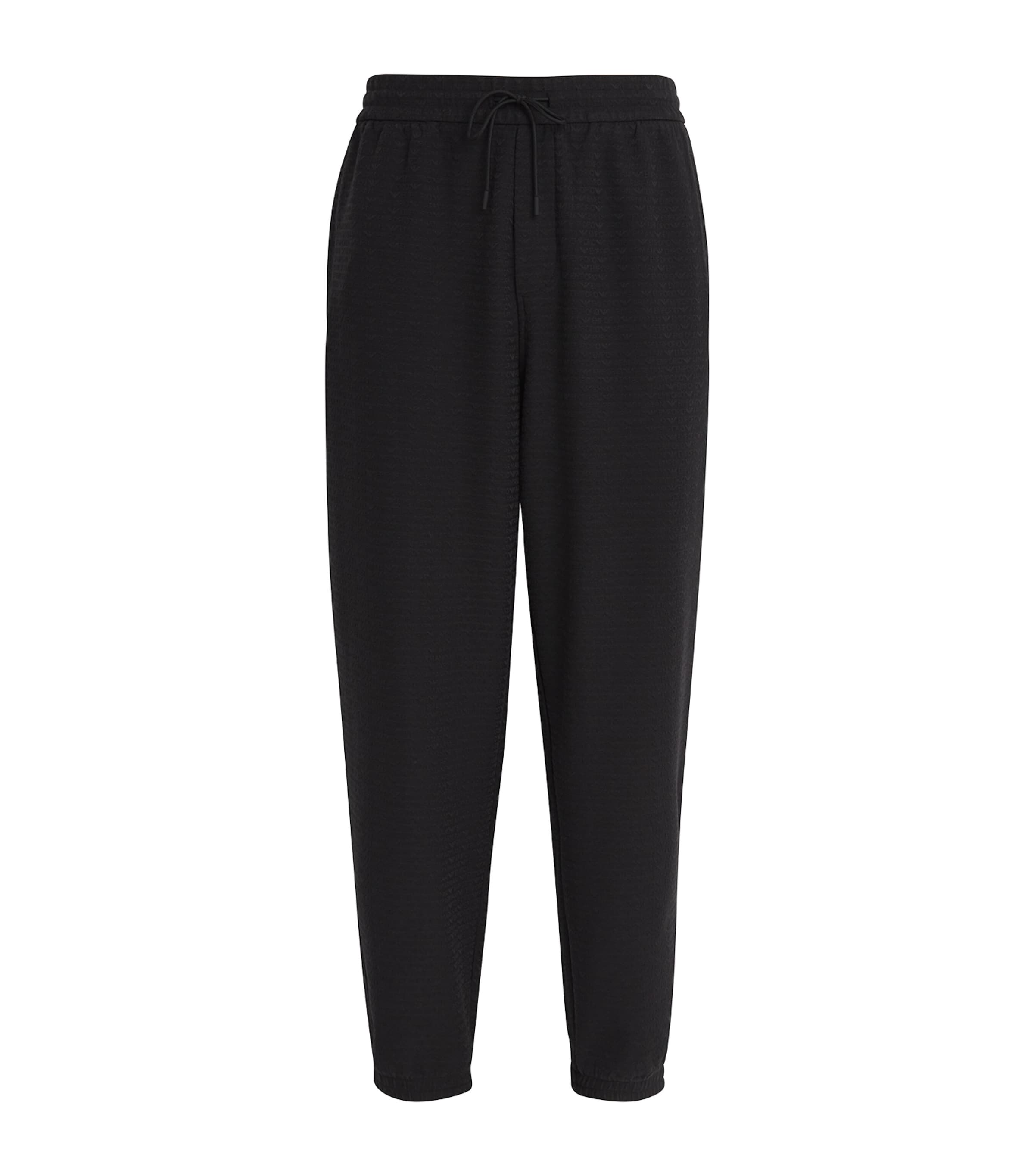 Emporio Armani Jacquard Monogram Sweatpants In Black