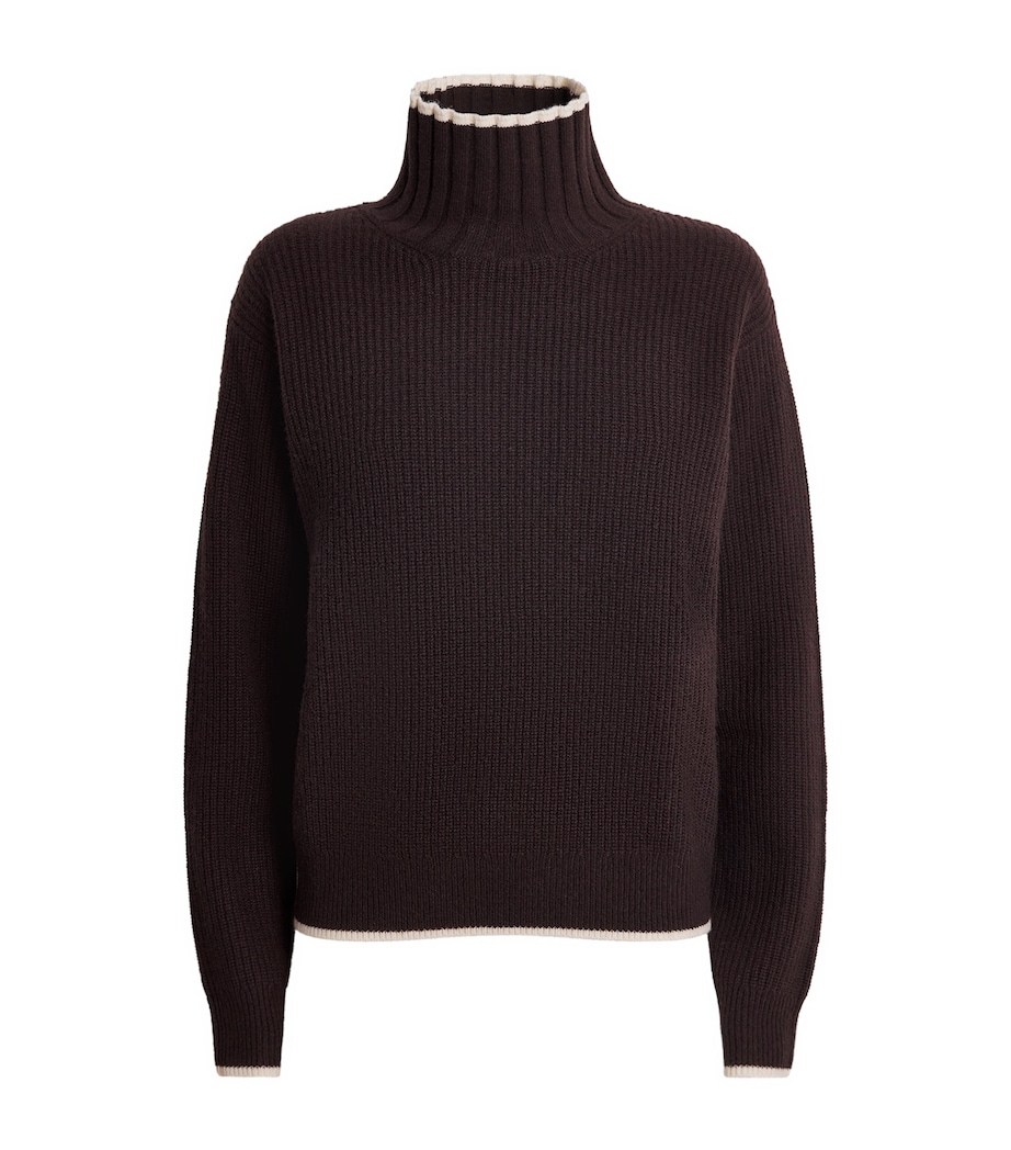 Wool-Cashmere High-Neck Sweater BLACK BROWN Image 1