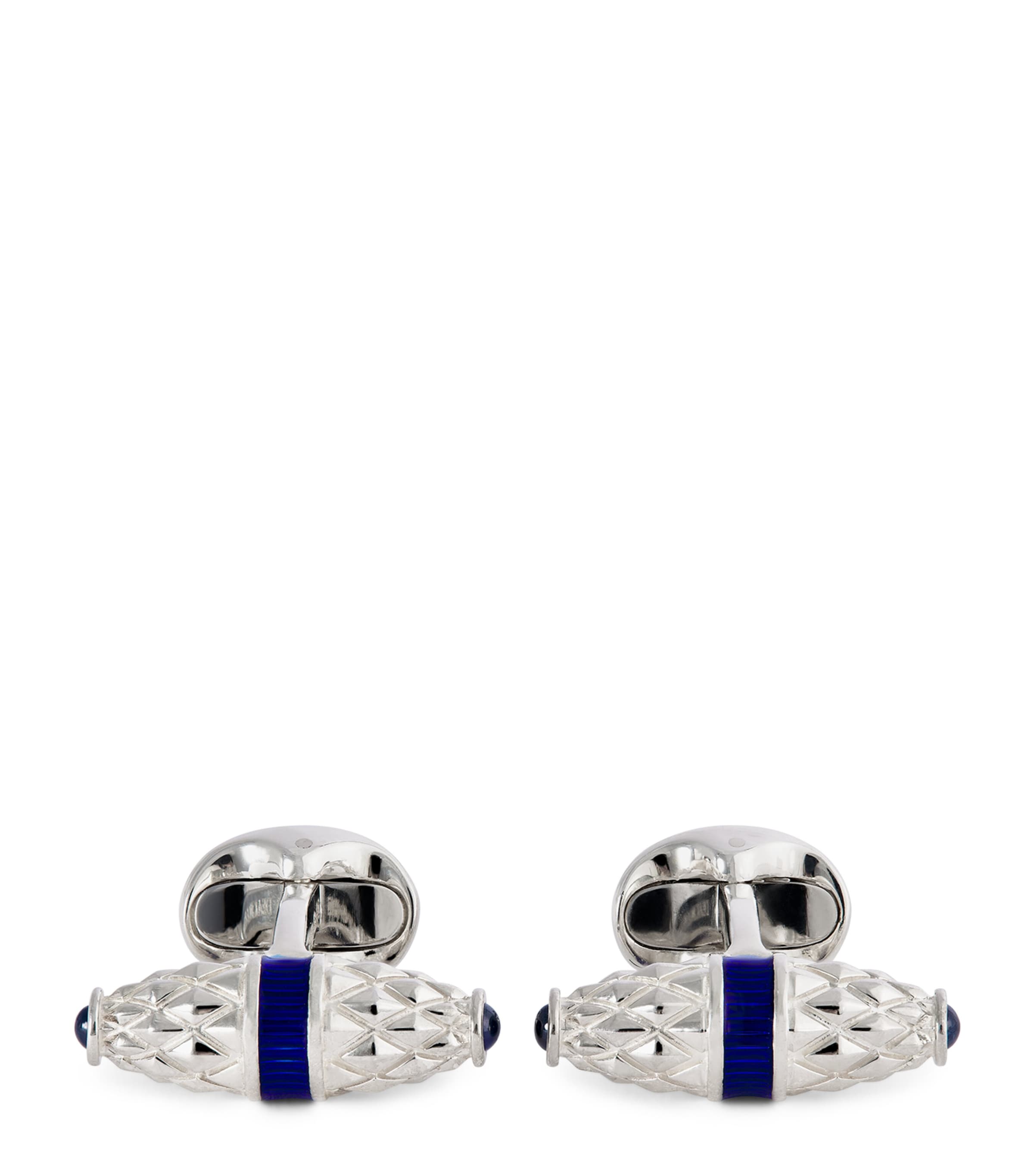 Deakin & Francis Sterling Silver Sapphire-trim Cufflinks In Blue