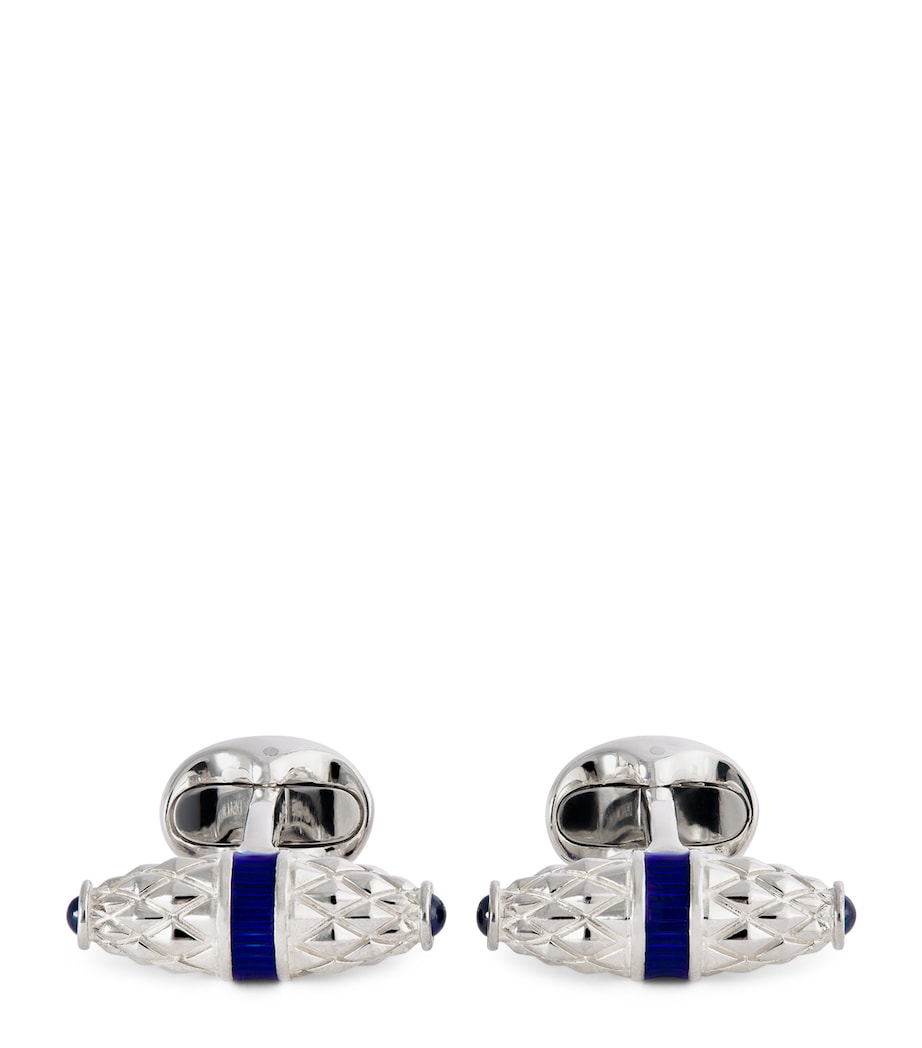 Sterling Silver Sapphire-Trim Cufflinks BLUE Image 1