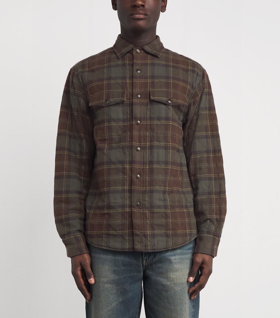 Cotton Check Overshirt GREEN Image 3