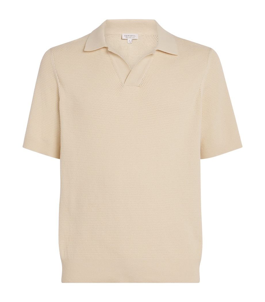 Cotton Knitted Polo Shirt WHCR-ECRU Image 1