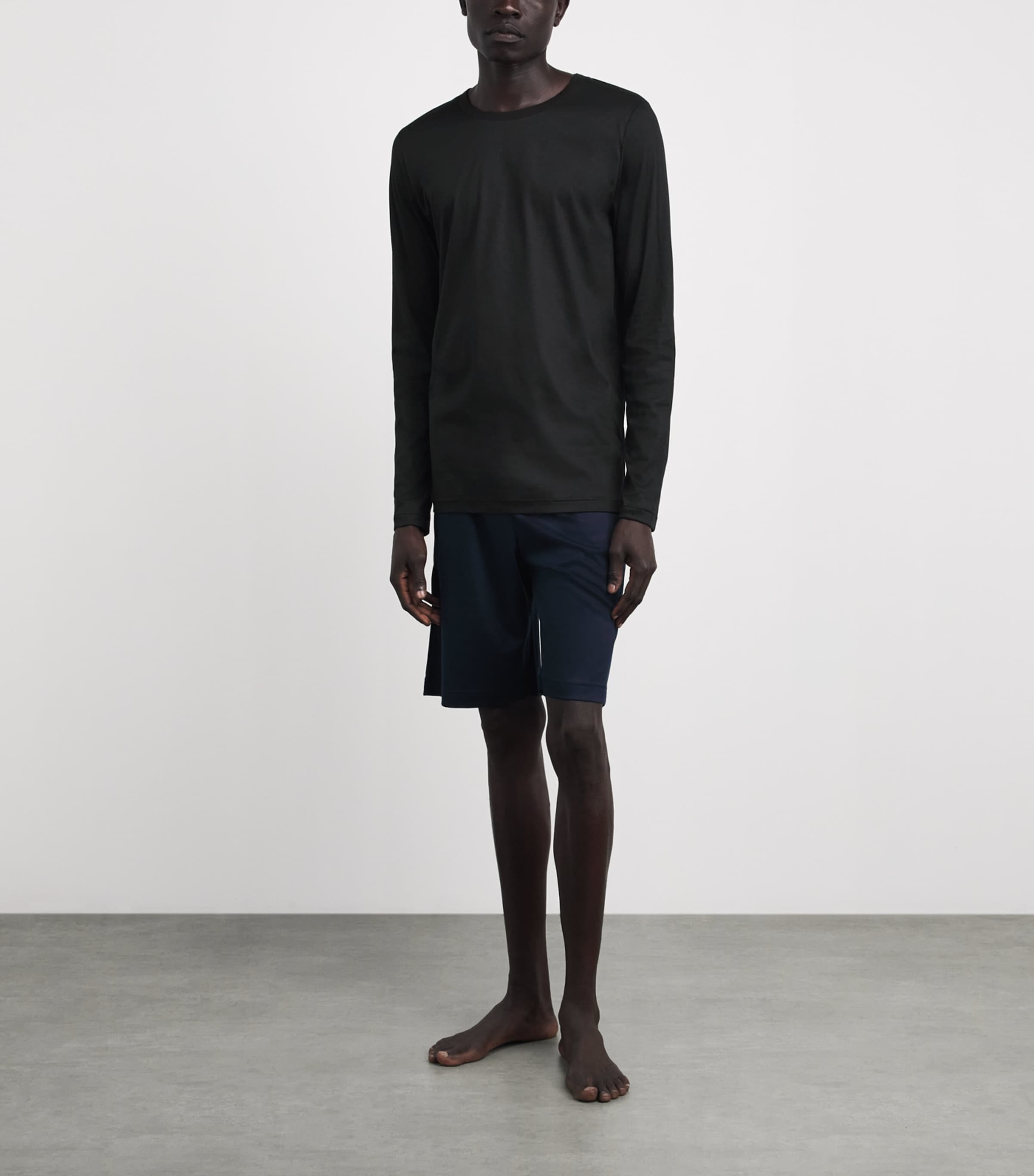 Zimmerli Mens 286 Sea Island Long-Sleeve T-Shirt Black Image 2