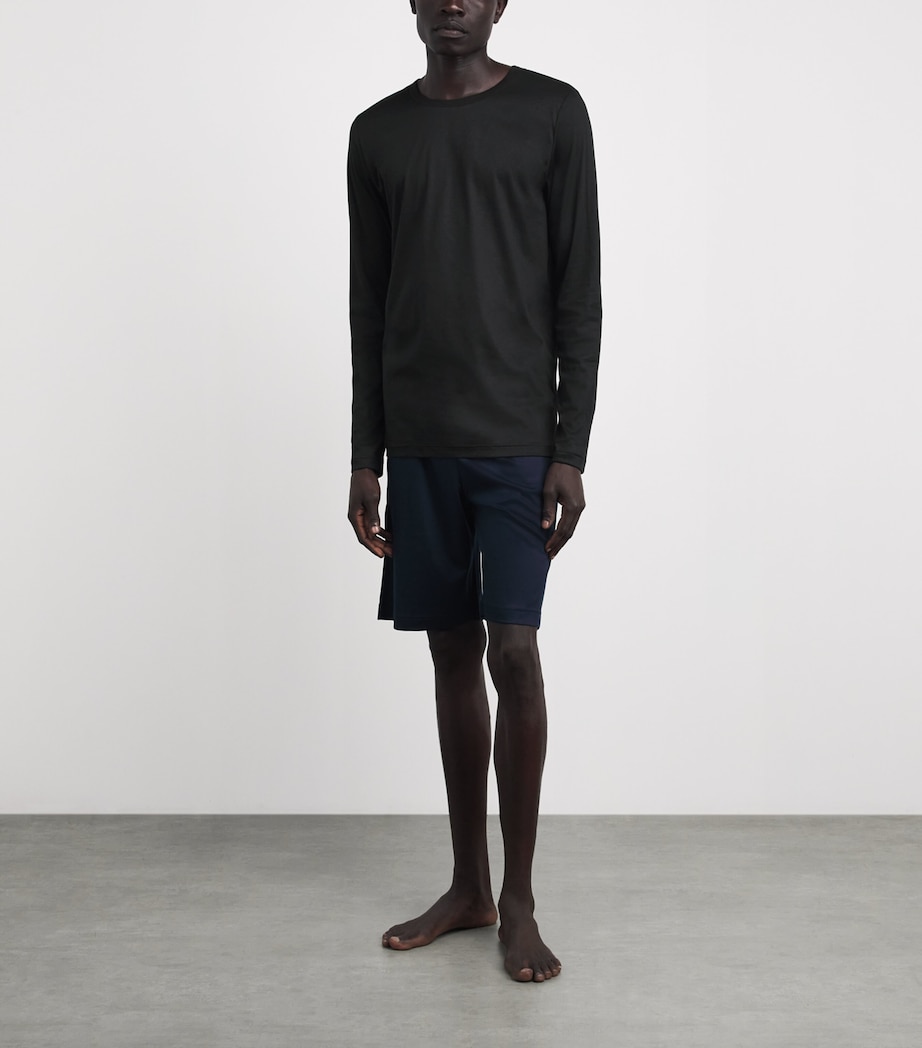 Zimmerli Mens 286 Sea Island Long-Sleeve T-Shirt Black Image 2