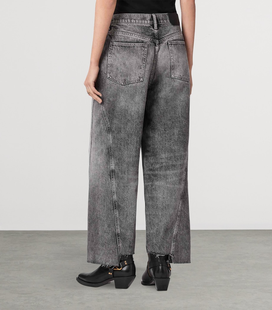 AllSaints Womens Asymmetric Fox Wide-Leg Jeans Vintage Black Image 4