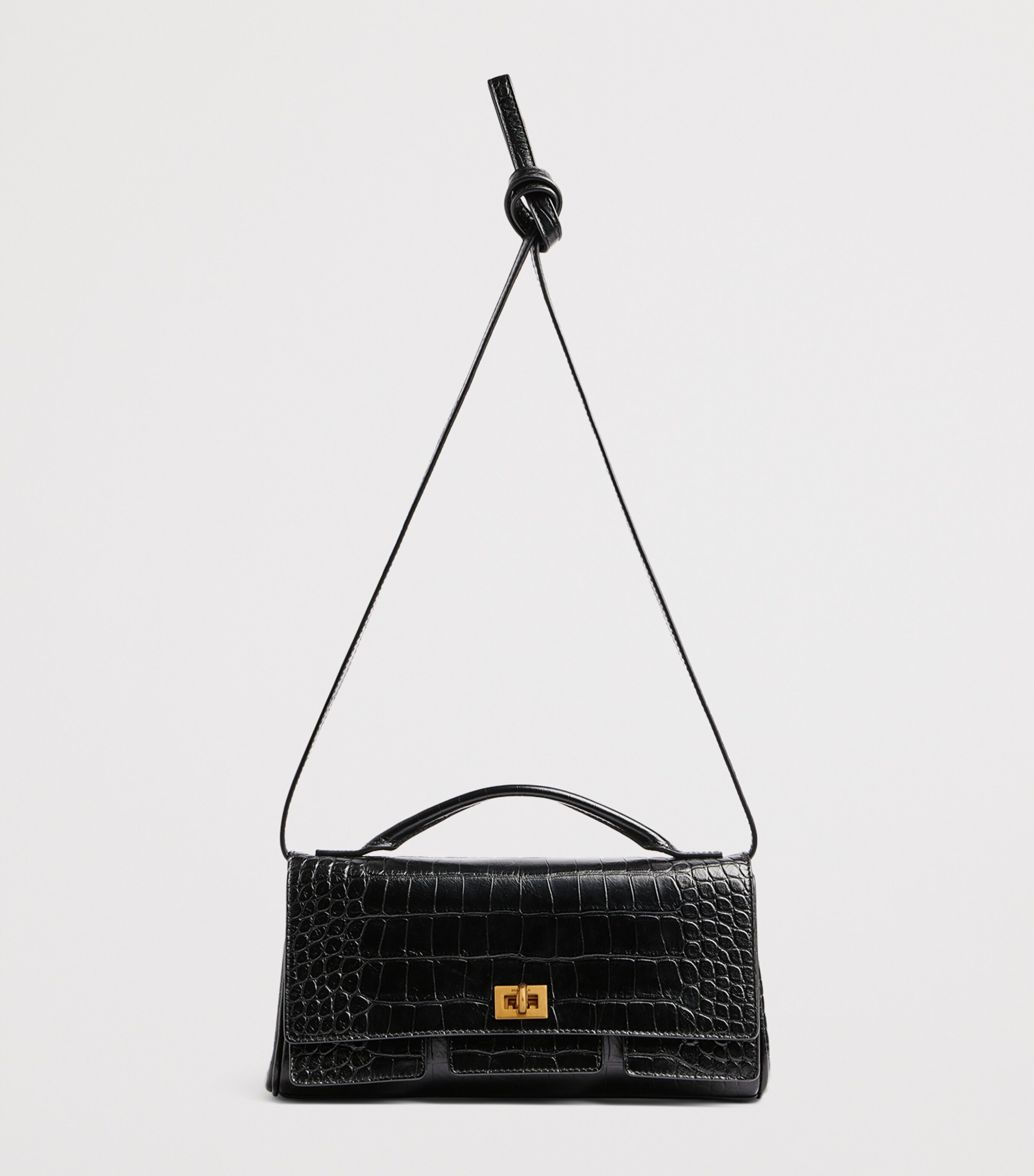 Balenciaga Croc-Embossed Calfskin Bel Air Clutch Bag Image 3