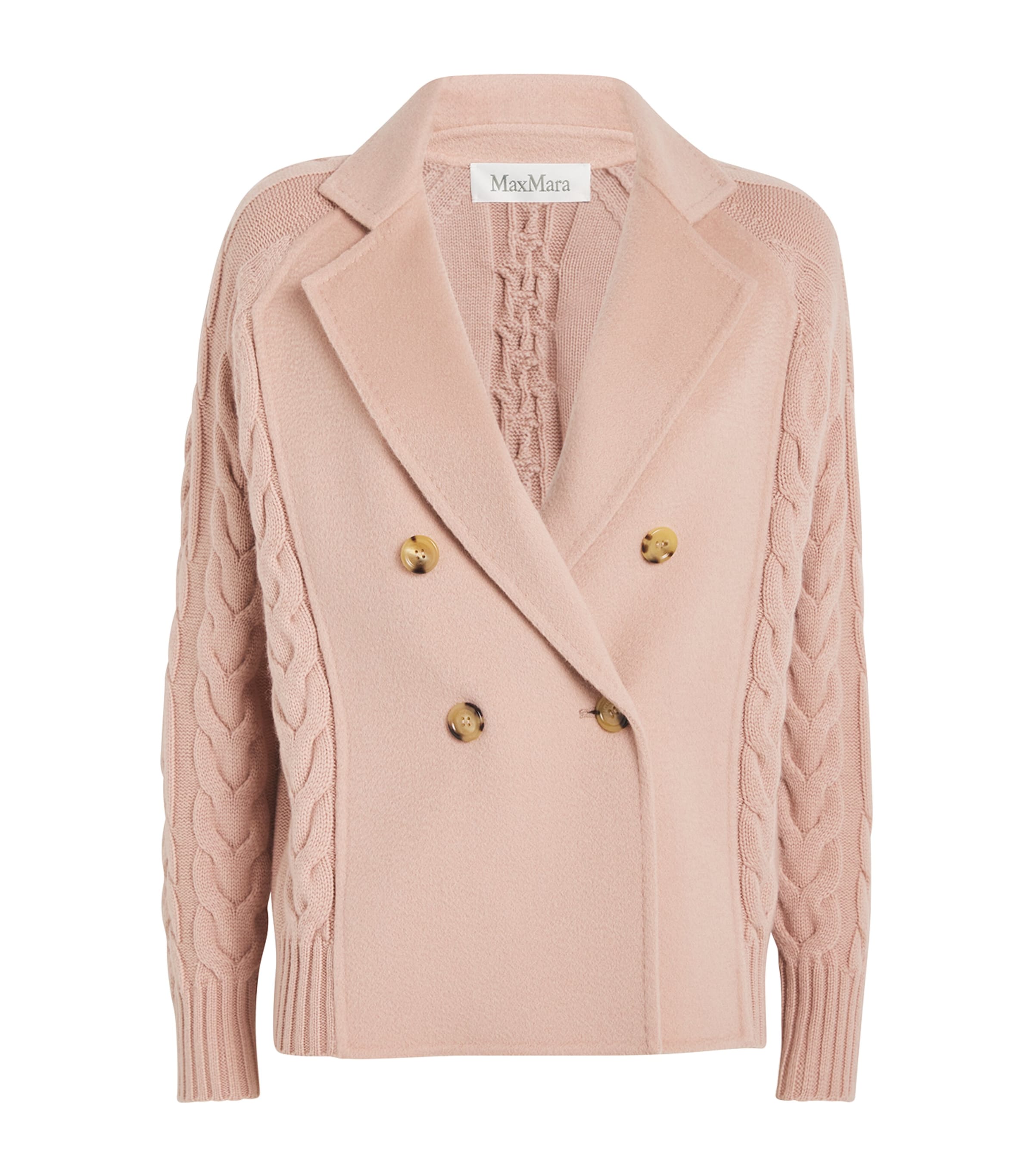 Max Mara Wool-cashmere Blazer Cardigan In Pink