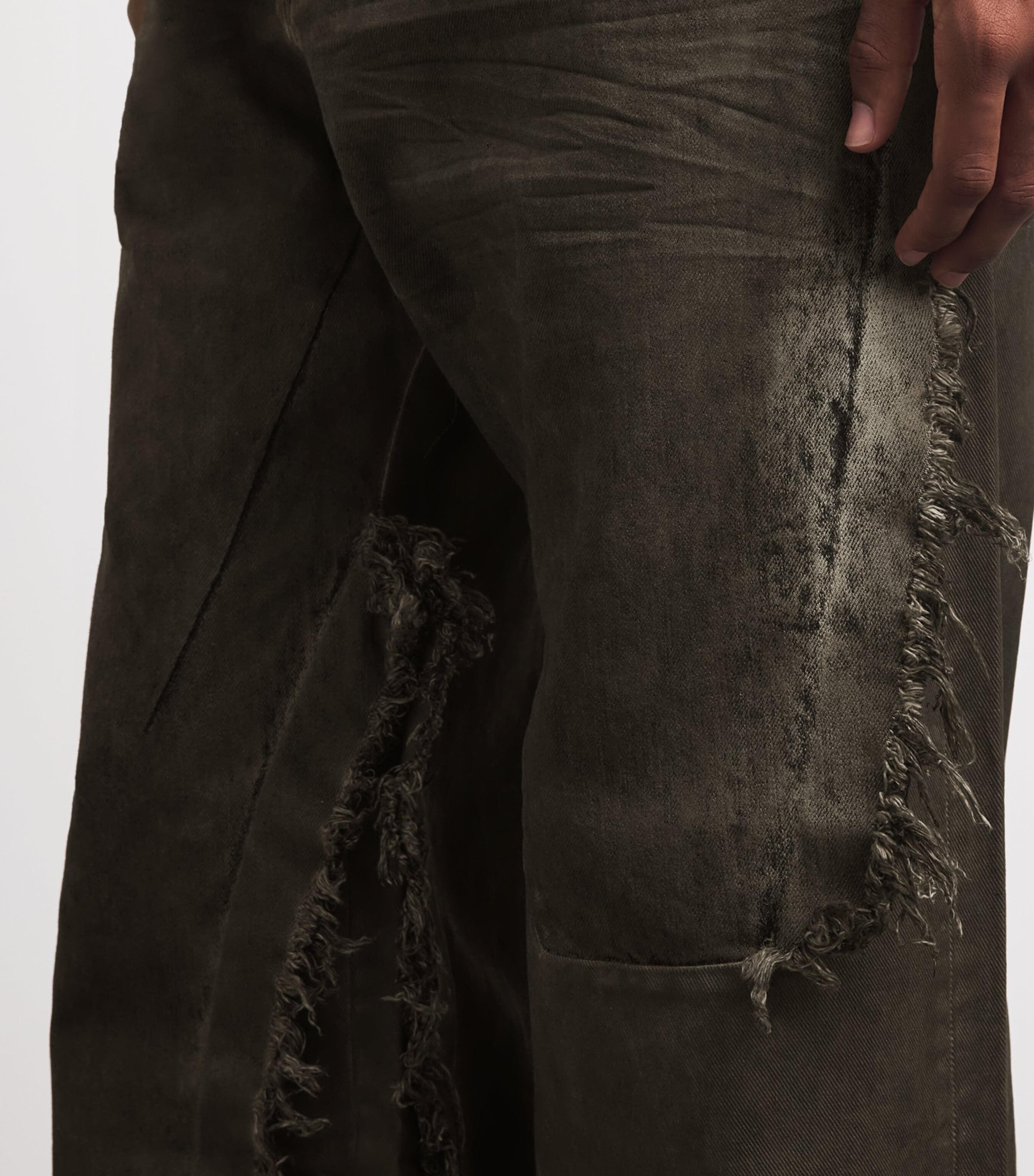 Rick Owens Mens Wide-Leg Geth Jeans Dust Combo Image 3