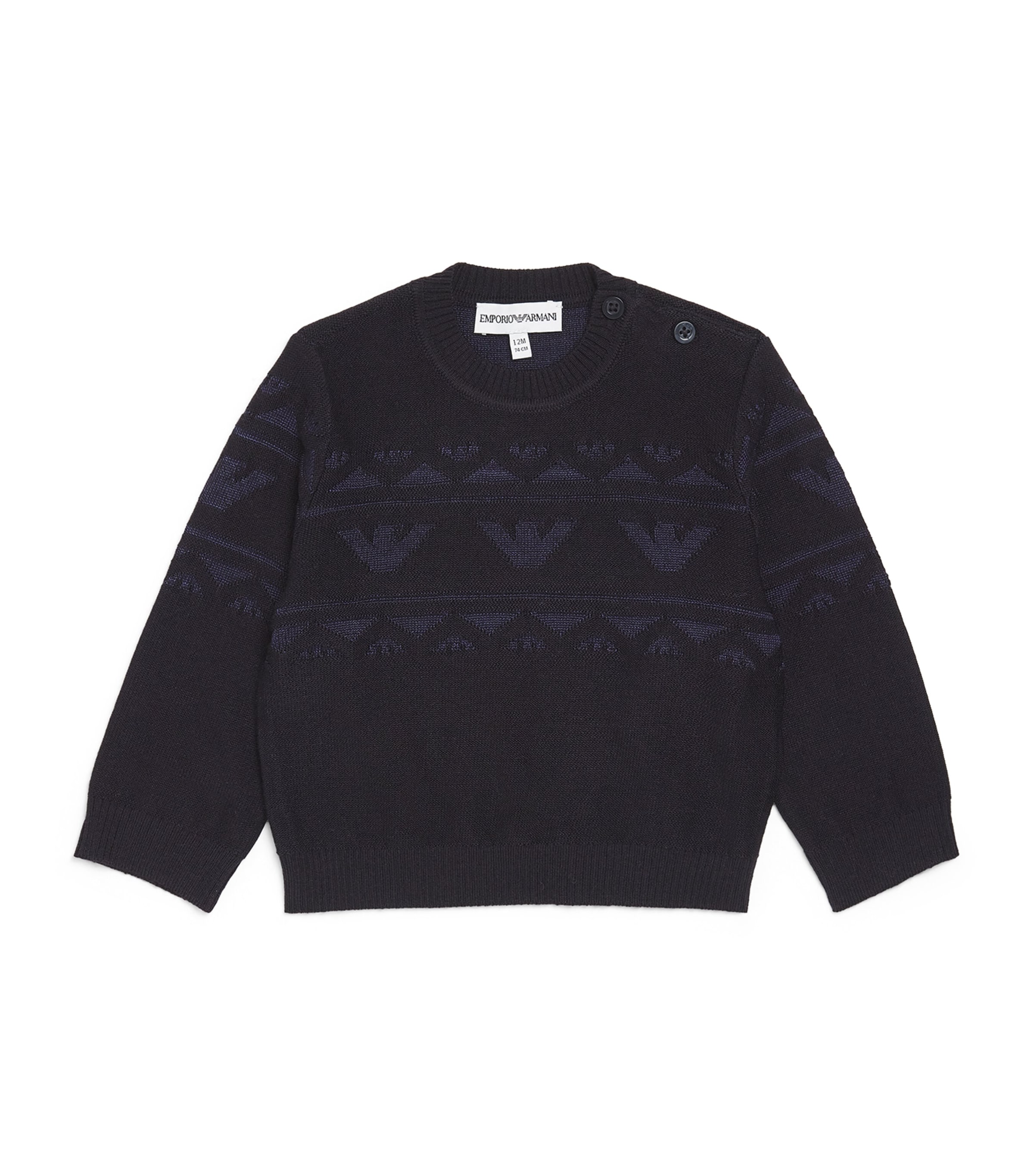 Emporio Armani Eagle-jacquard Sweater In Black