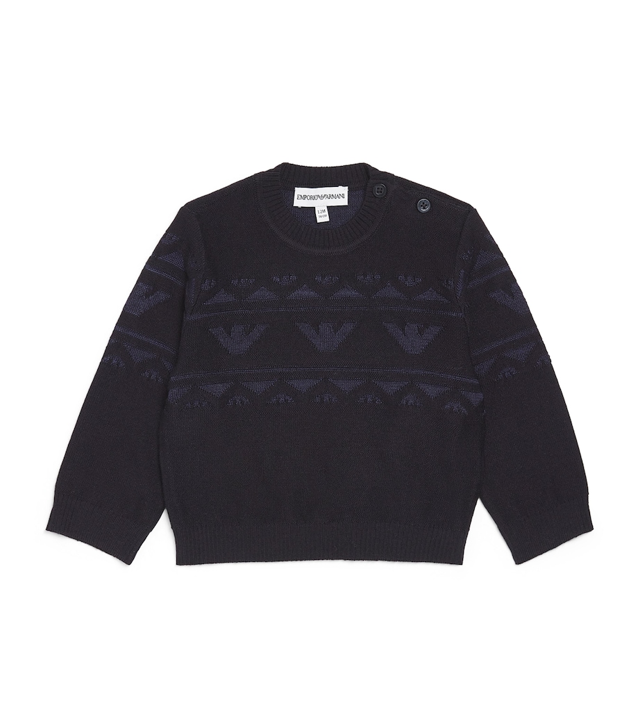 Eagle-Jacquard Sweater (6-36 Months) ICONICO 0920 BLU NAV Image 1