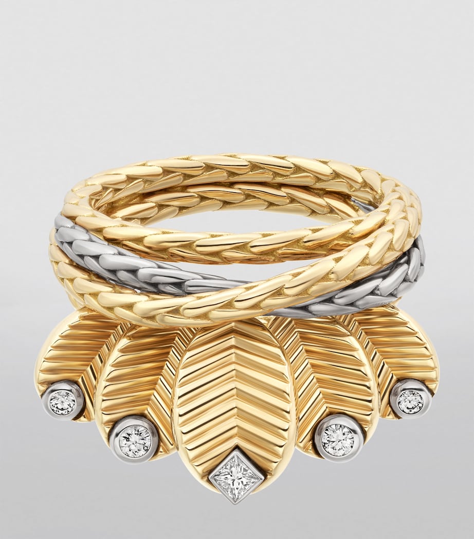 Yellow Gold, White Gold and Diamond Grain de Café Ring YELLOW GOLD Image 5