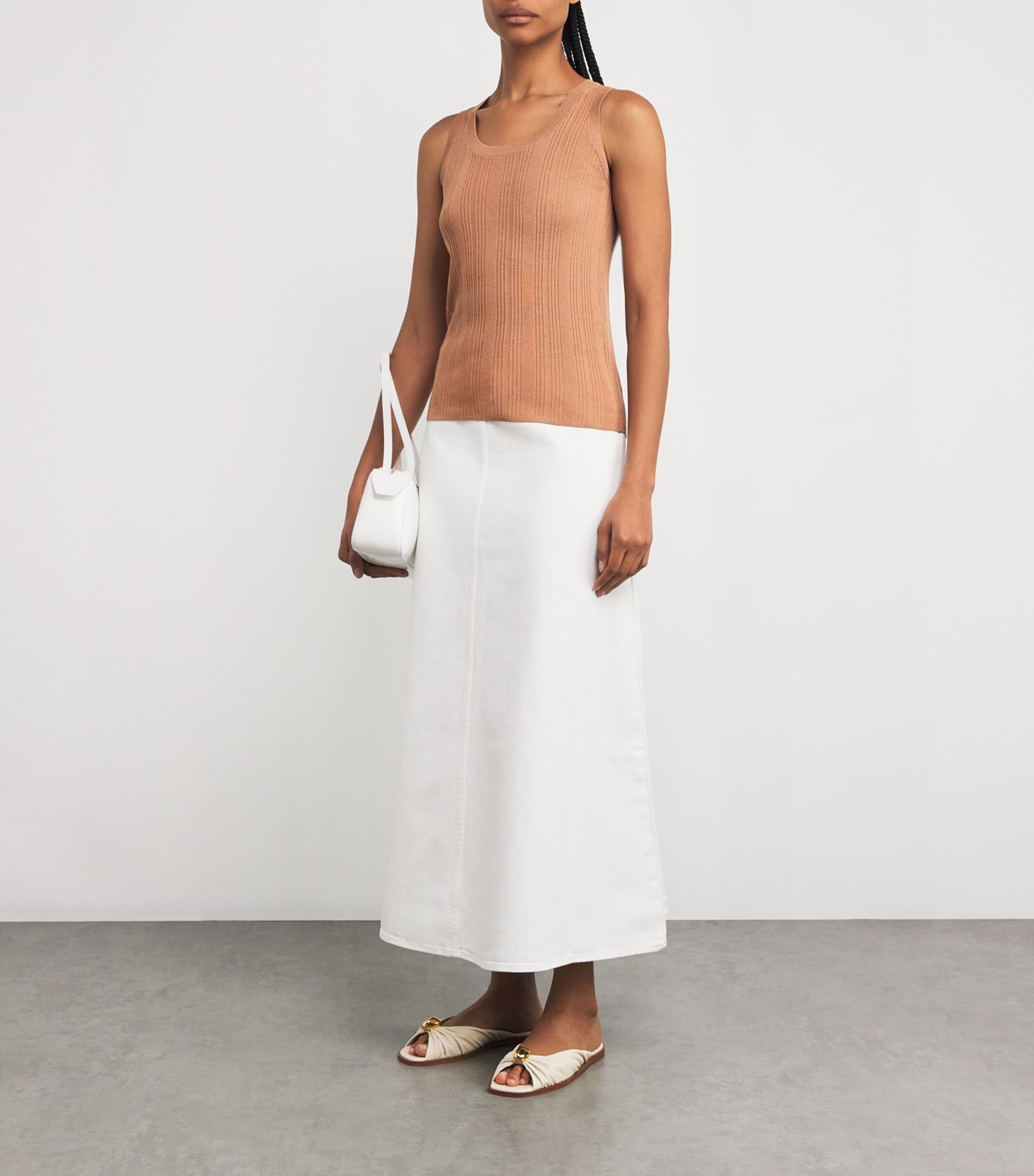 Weekend Max Mara Womens Ribbed Tank Top Desert Image 2