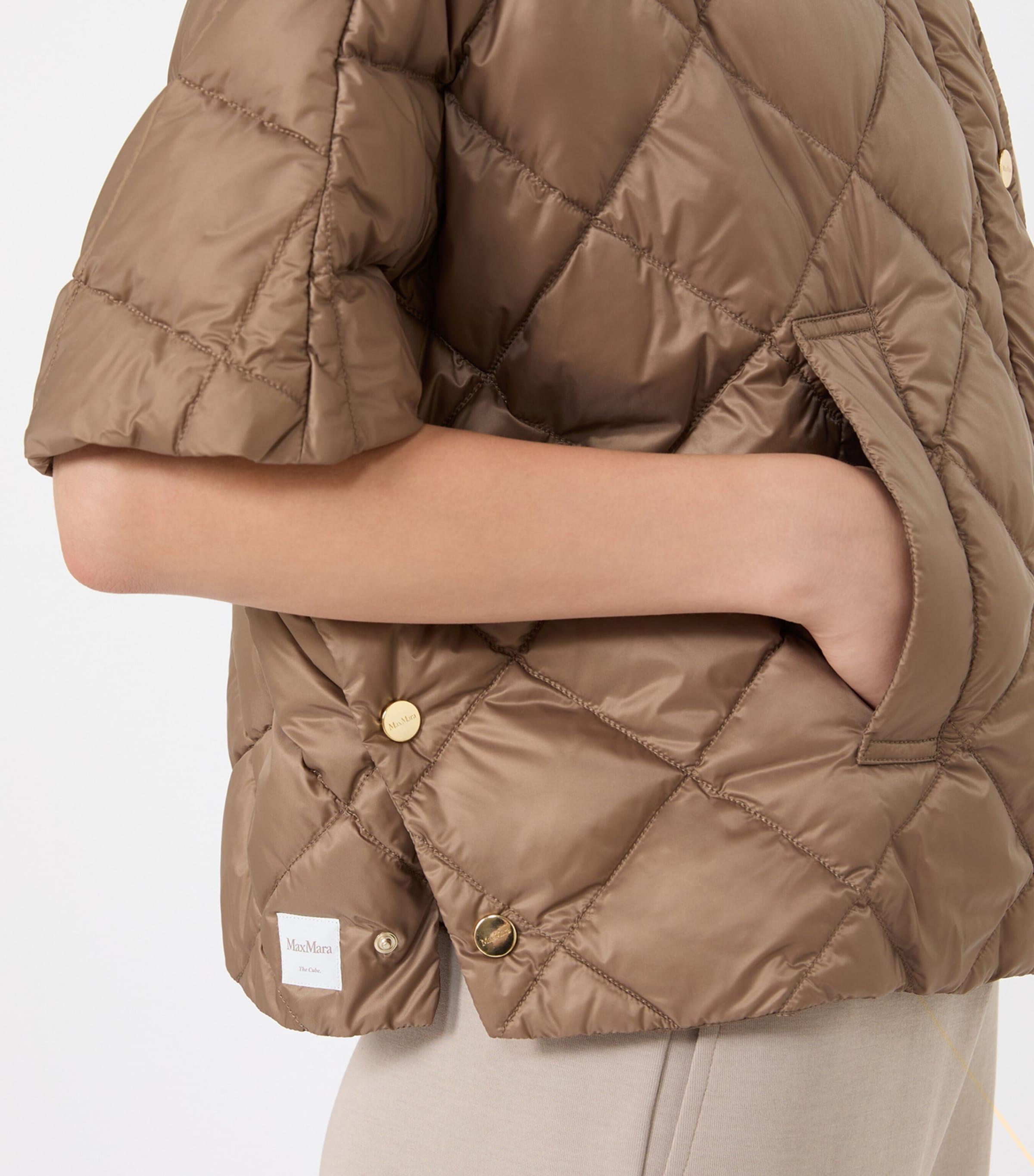 Max Mara Womens Short-Sleeve Quilted Jacket Camel Image 6