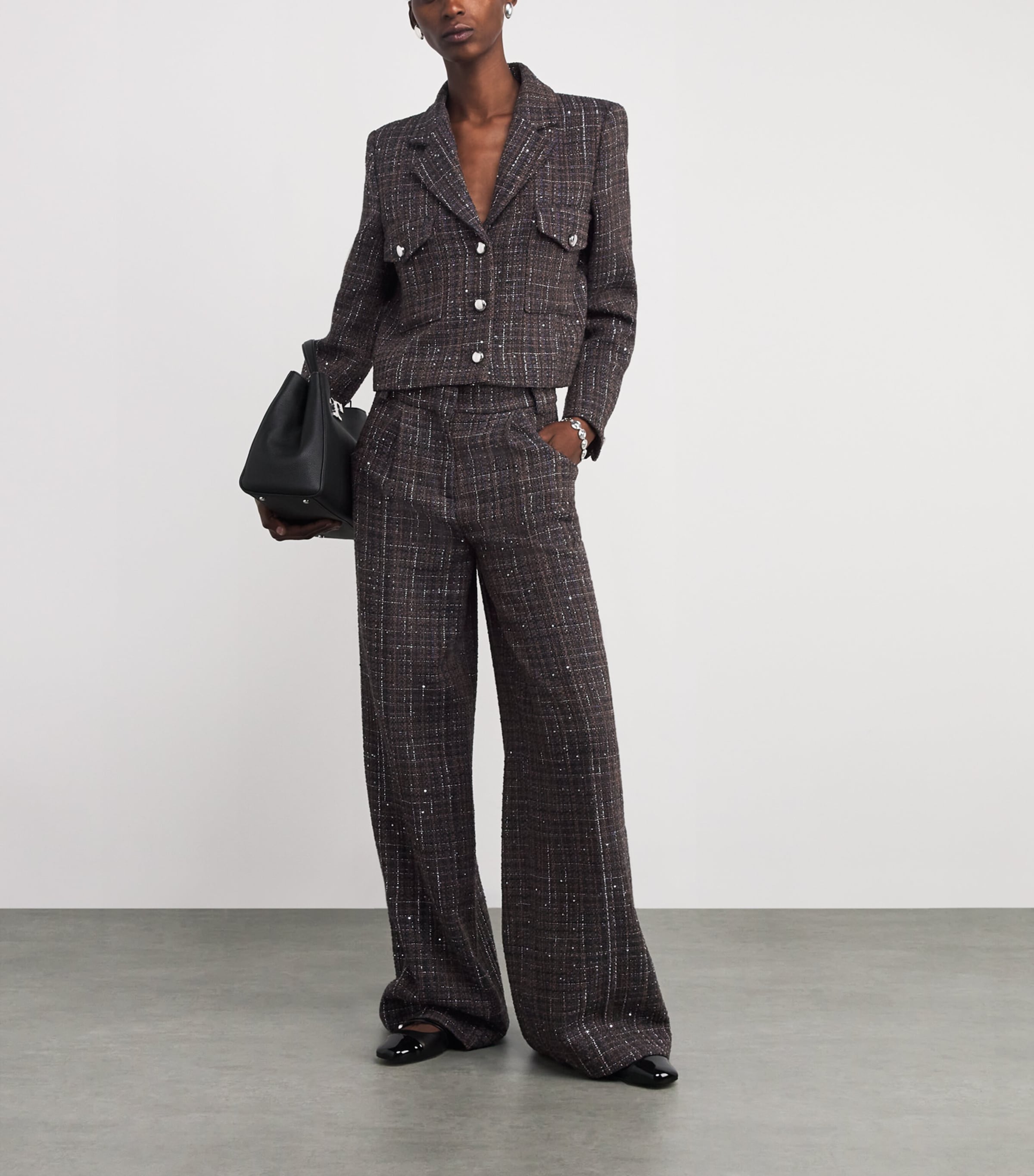 Tweed Tailored Trousers BROWN Image 2