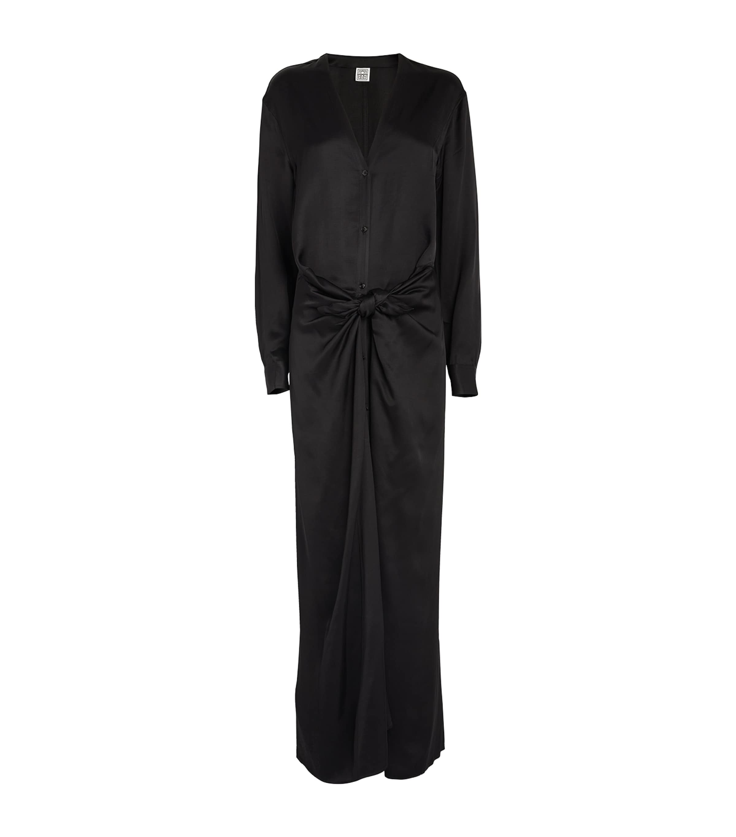 Totême Satin Tie-detail Maxi Dress In Black