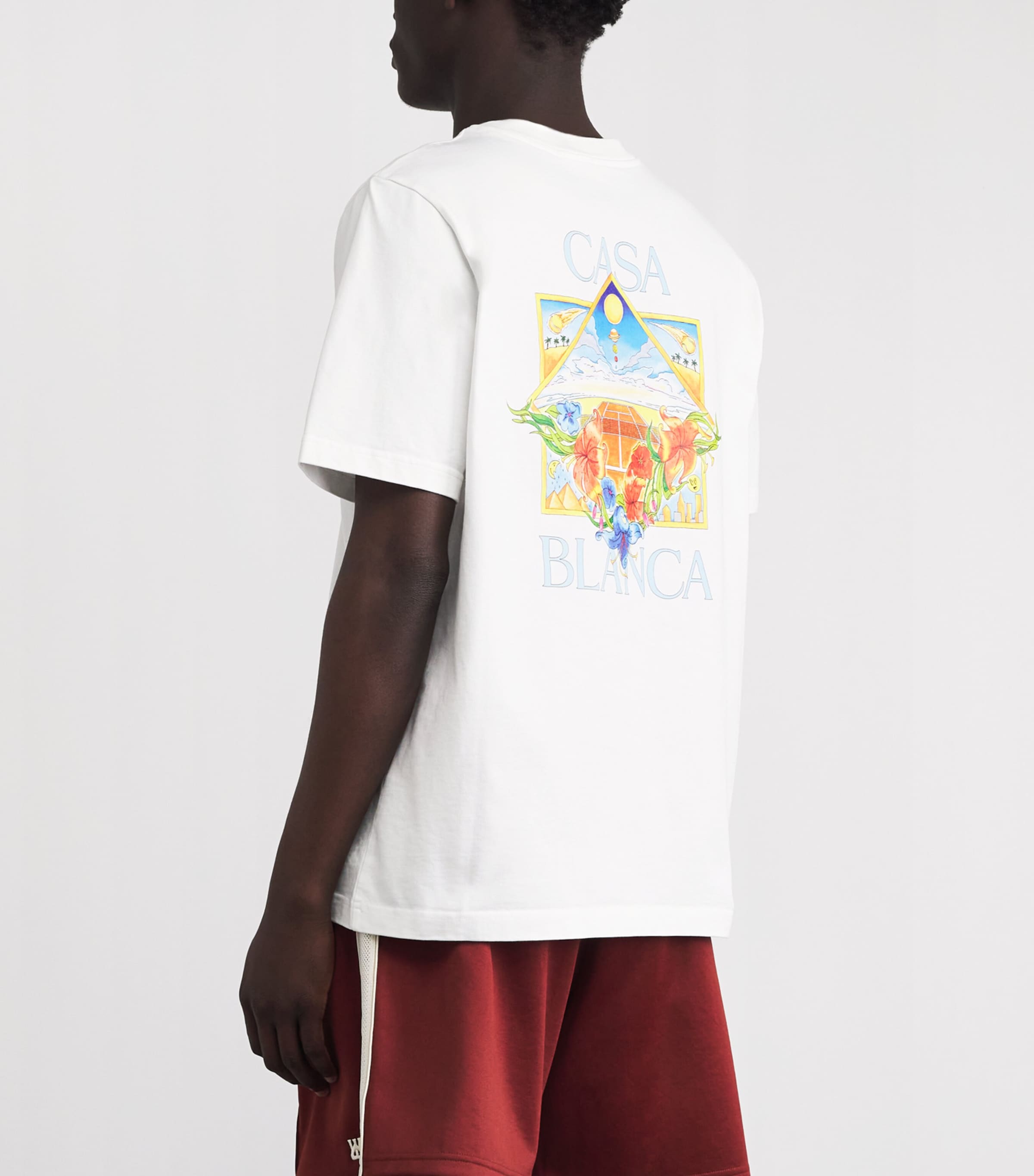 Casablanca Mens Organic Cotton Tennis Logo T-Shirt Flower Court Icon Image 5