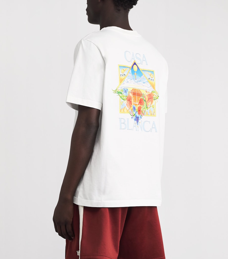 Casablanca Mens Organic Cotton Tennis Logo T-Shirt Flower Court Icon Image 5